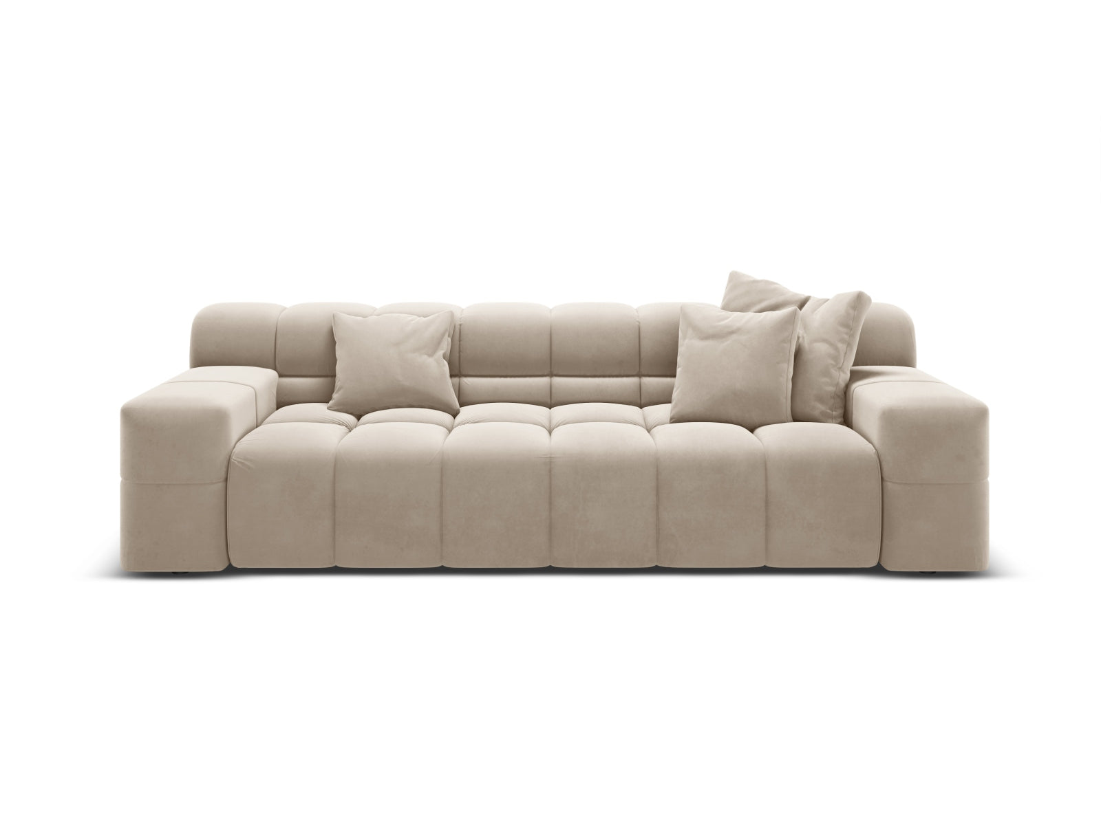 Sofa van fluweel 3-zits AGAVE lichtbeige