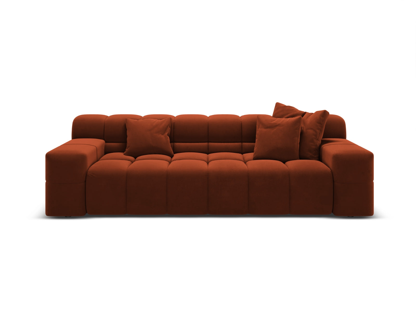 Sofa van fluweel 3-zits AGAVE baksteenrood