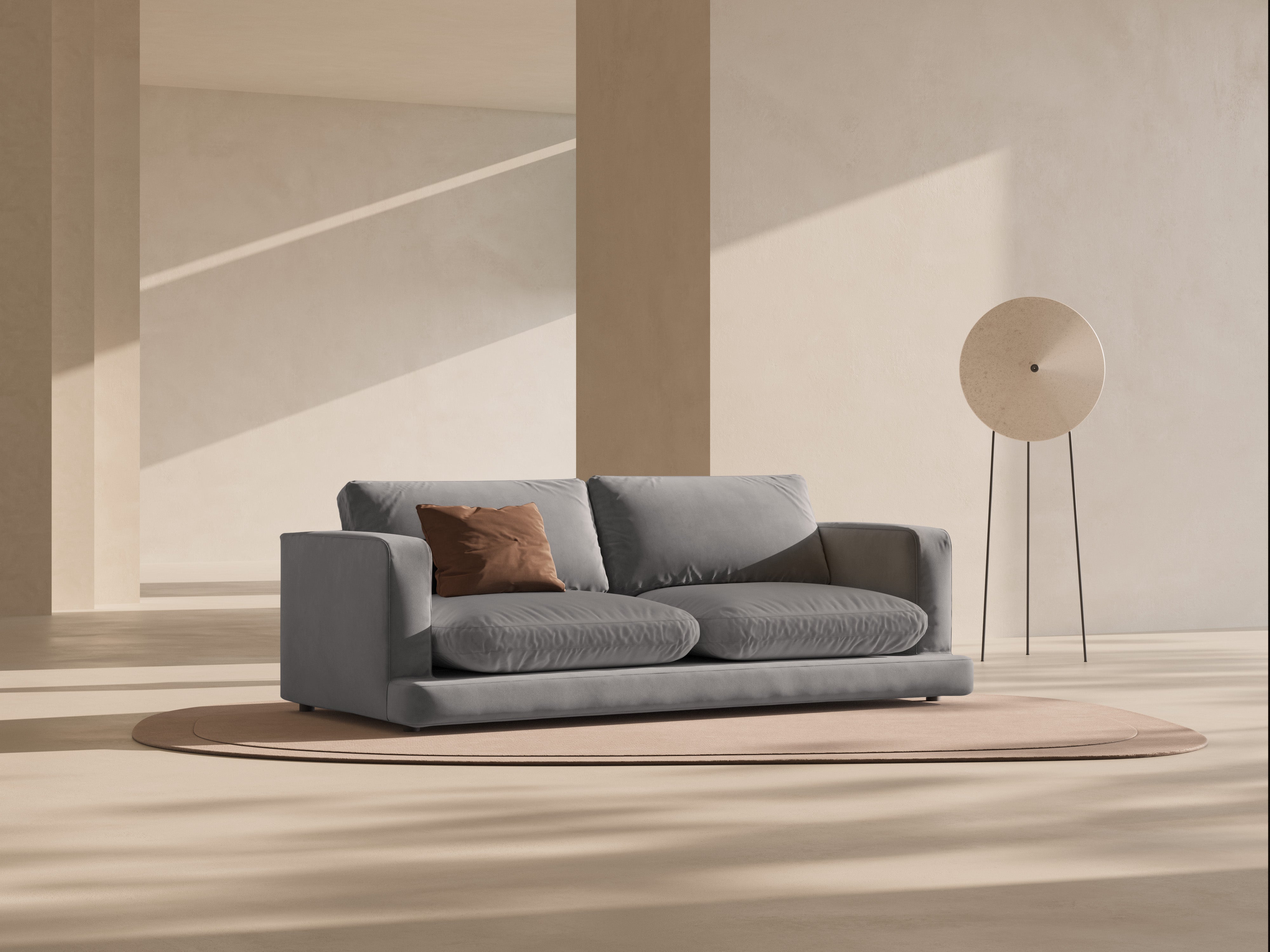 Sofa van fluweel voor 3 personen DAPHNE grijs