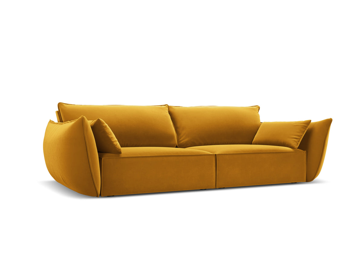 Sofa van fluweel 3-zits VANDA mosterdkleurig