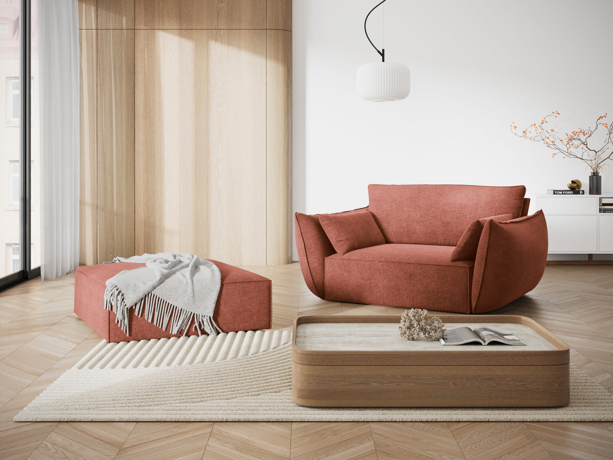 Fauteuil in chenille stof VANDA terracotta