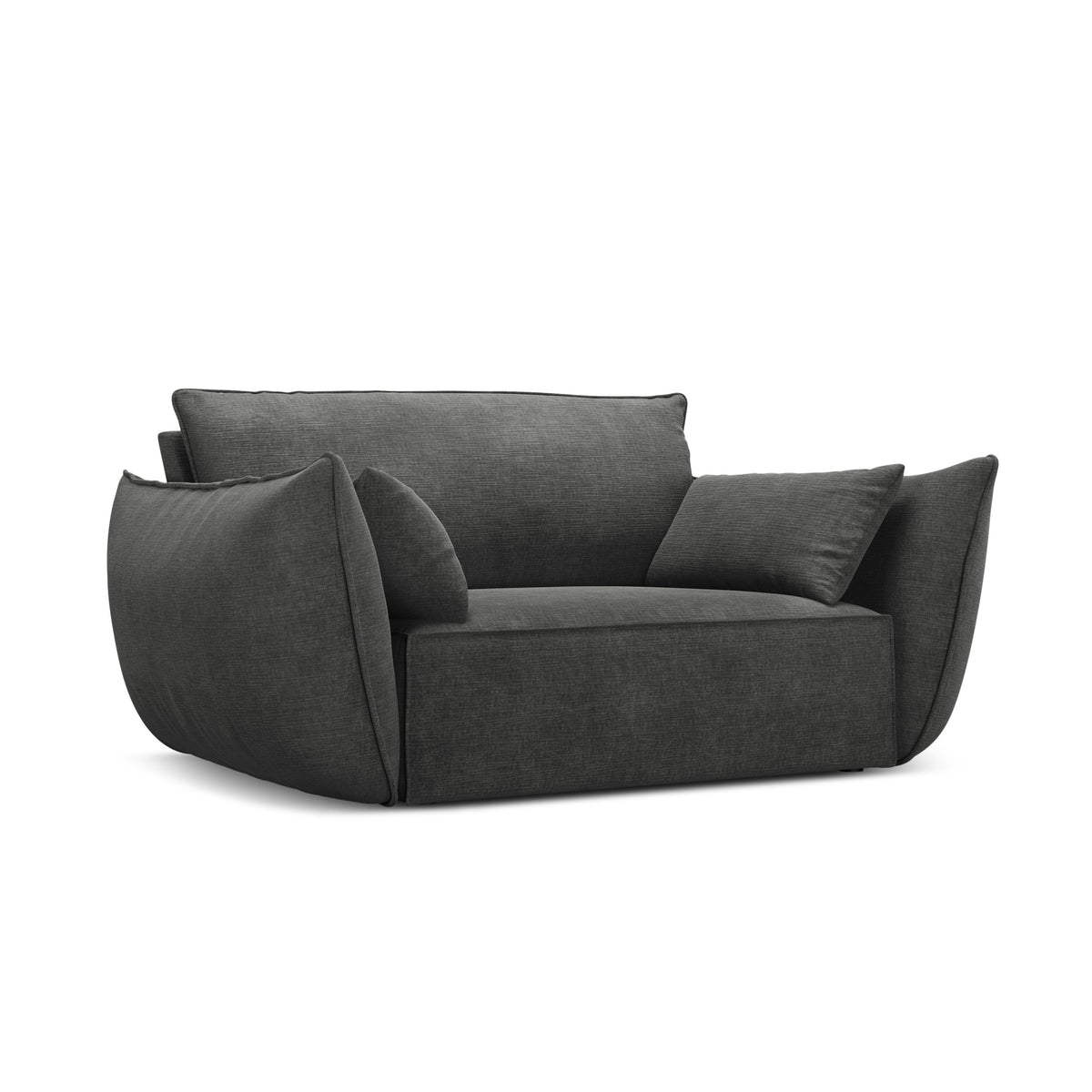 Fauteuil in chenille stof VANDA donkergrijs