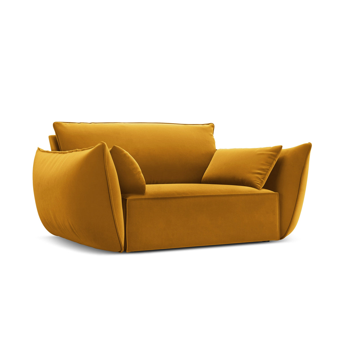 Fluwelen fauteuil VANDA mosterdgeel