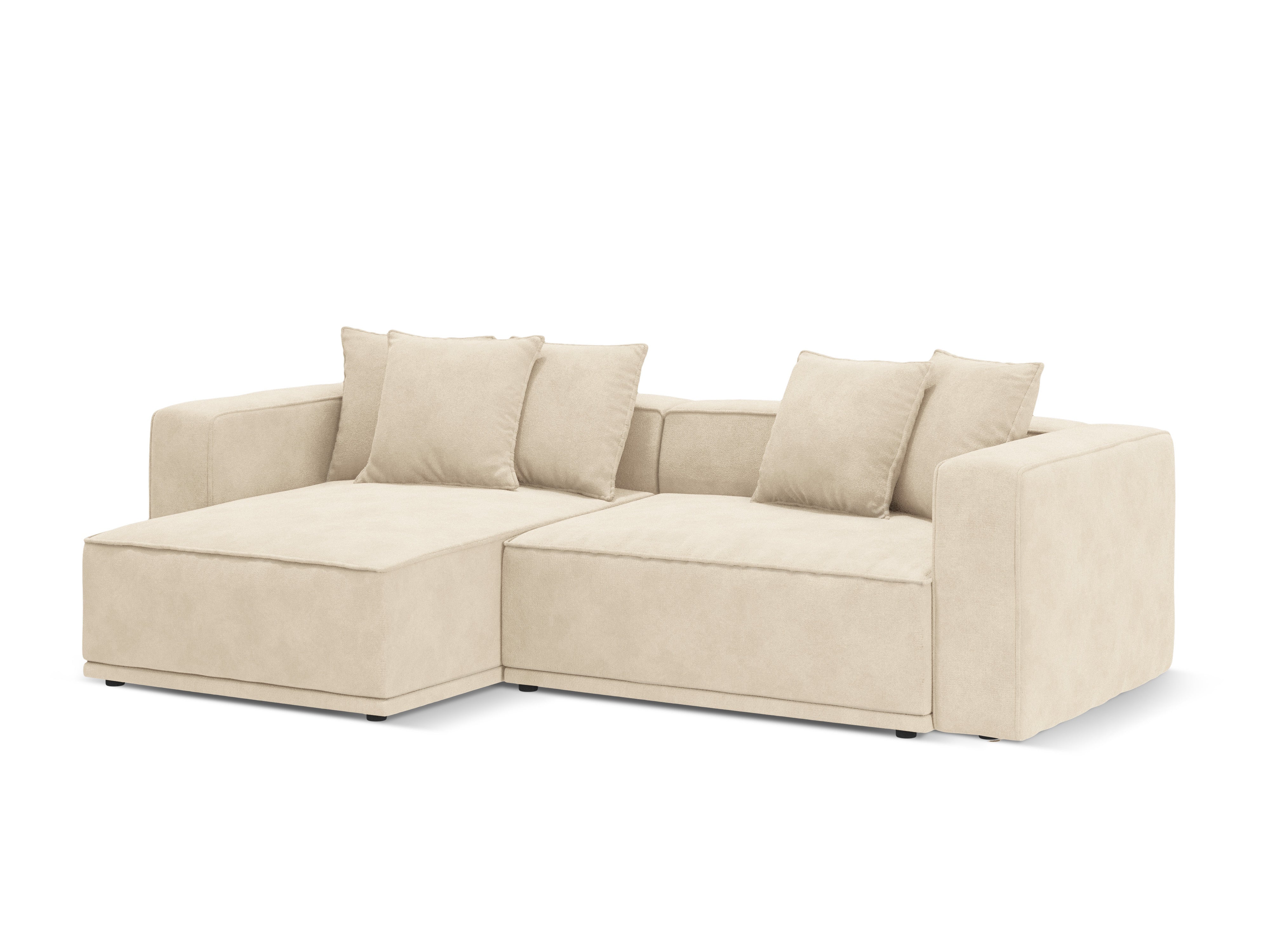 Samt-Ecksofa links mit Schlaffunktion RIBES hellbeige