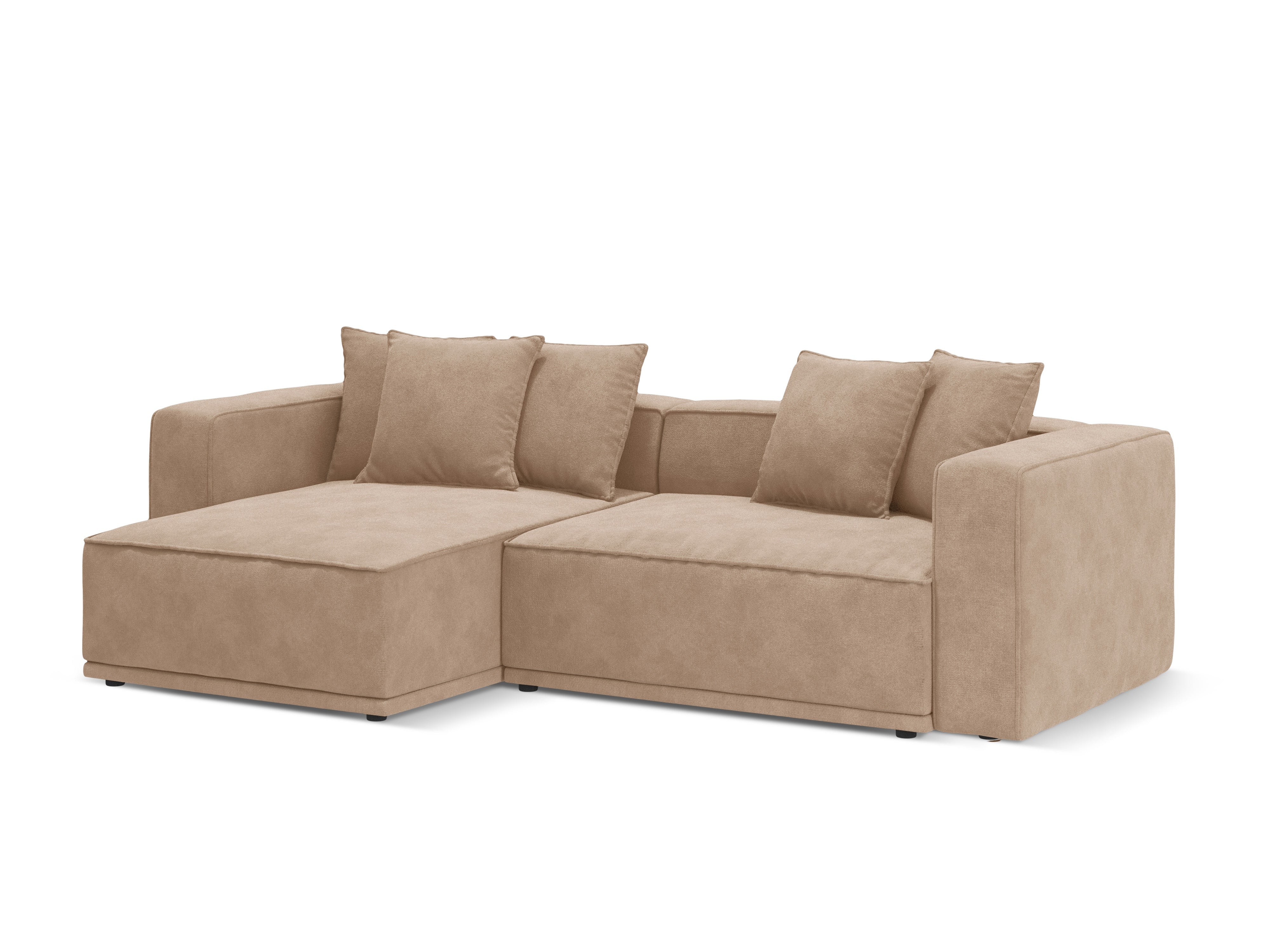 Samt-Ecksofa links mit Schlaffunktion RIBES dunkelbeige