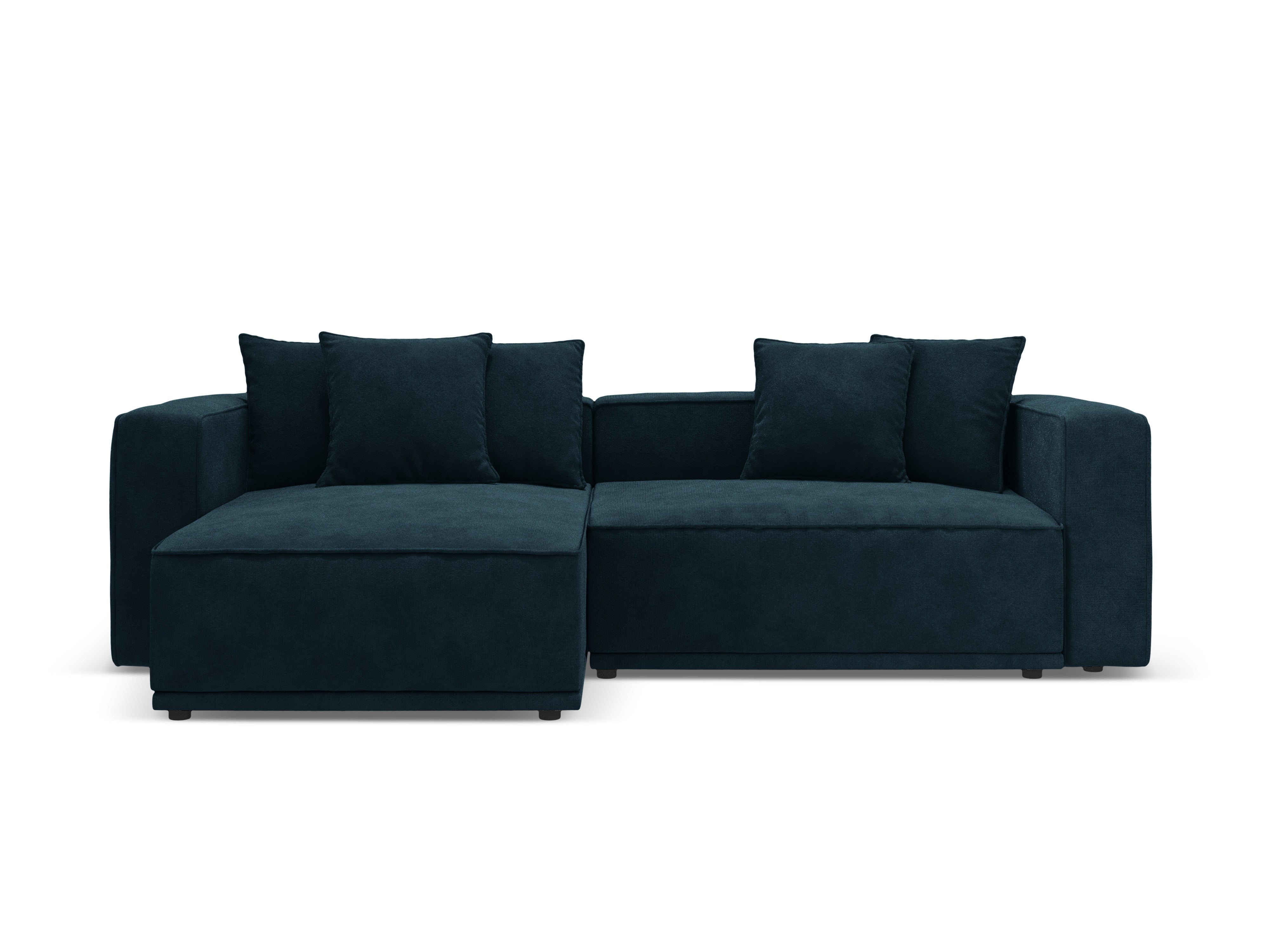 Left-facing velvet corner sofa bed RIBES petrol blue