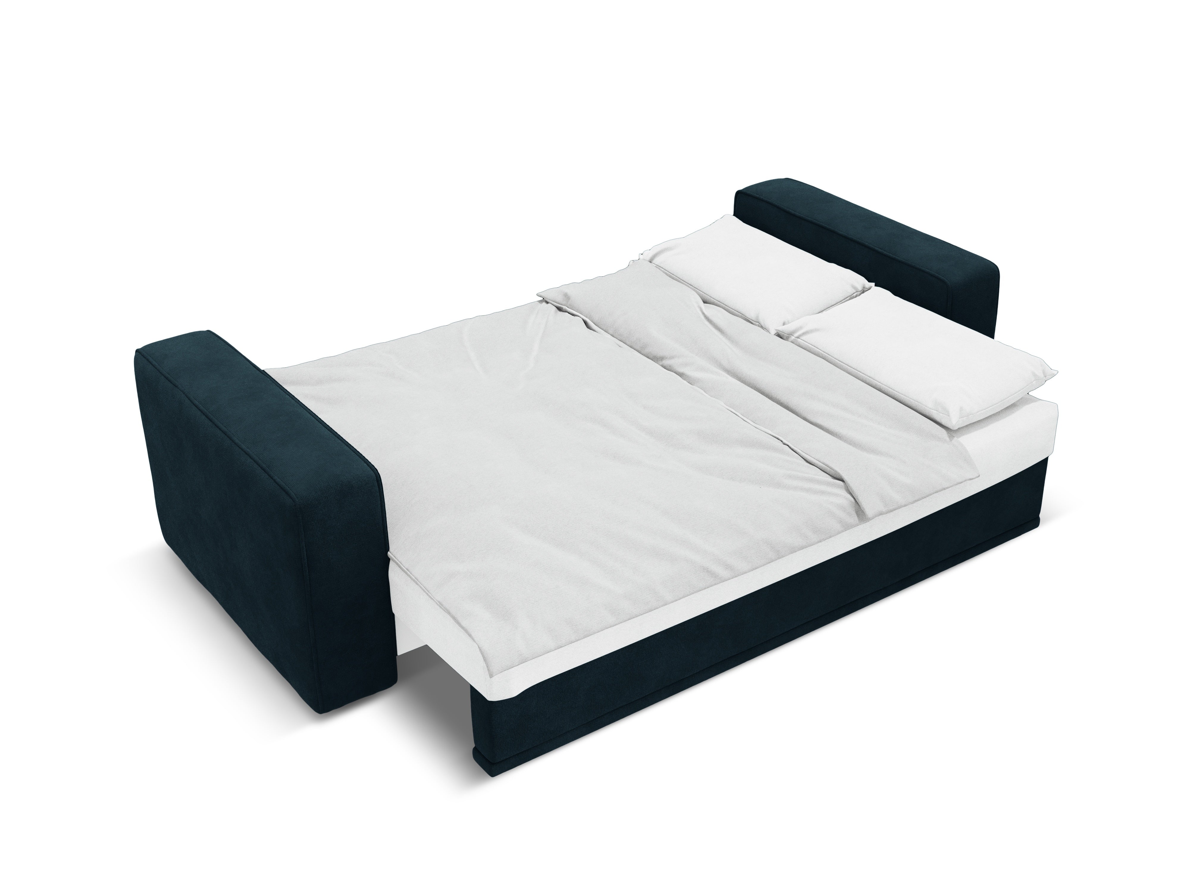 Left-facing velvet corner sofa bed RIBES petrol blue