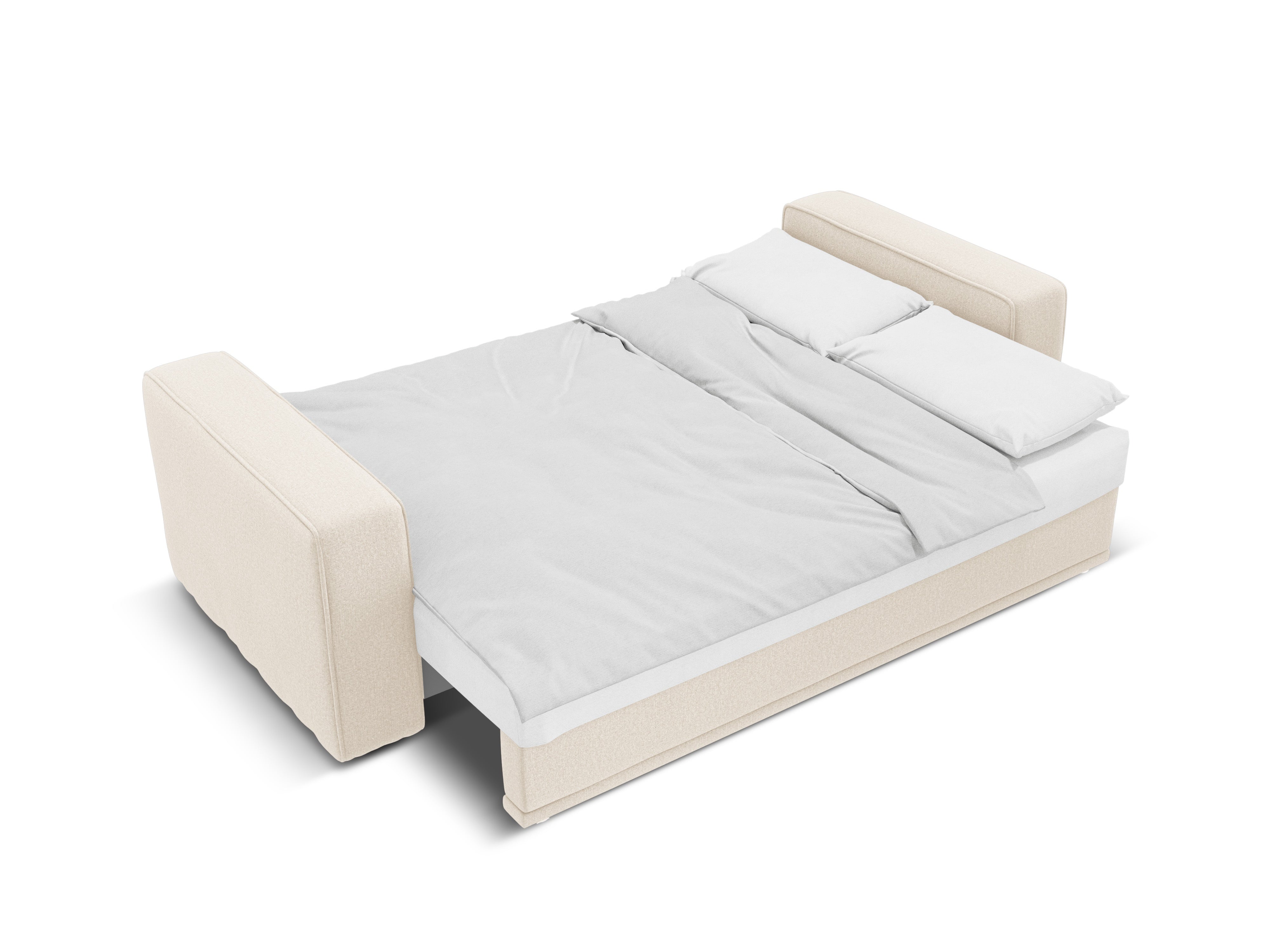 Linksseitige Schlafcouch RIBES in hellbeigem Chenille