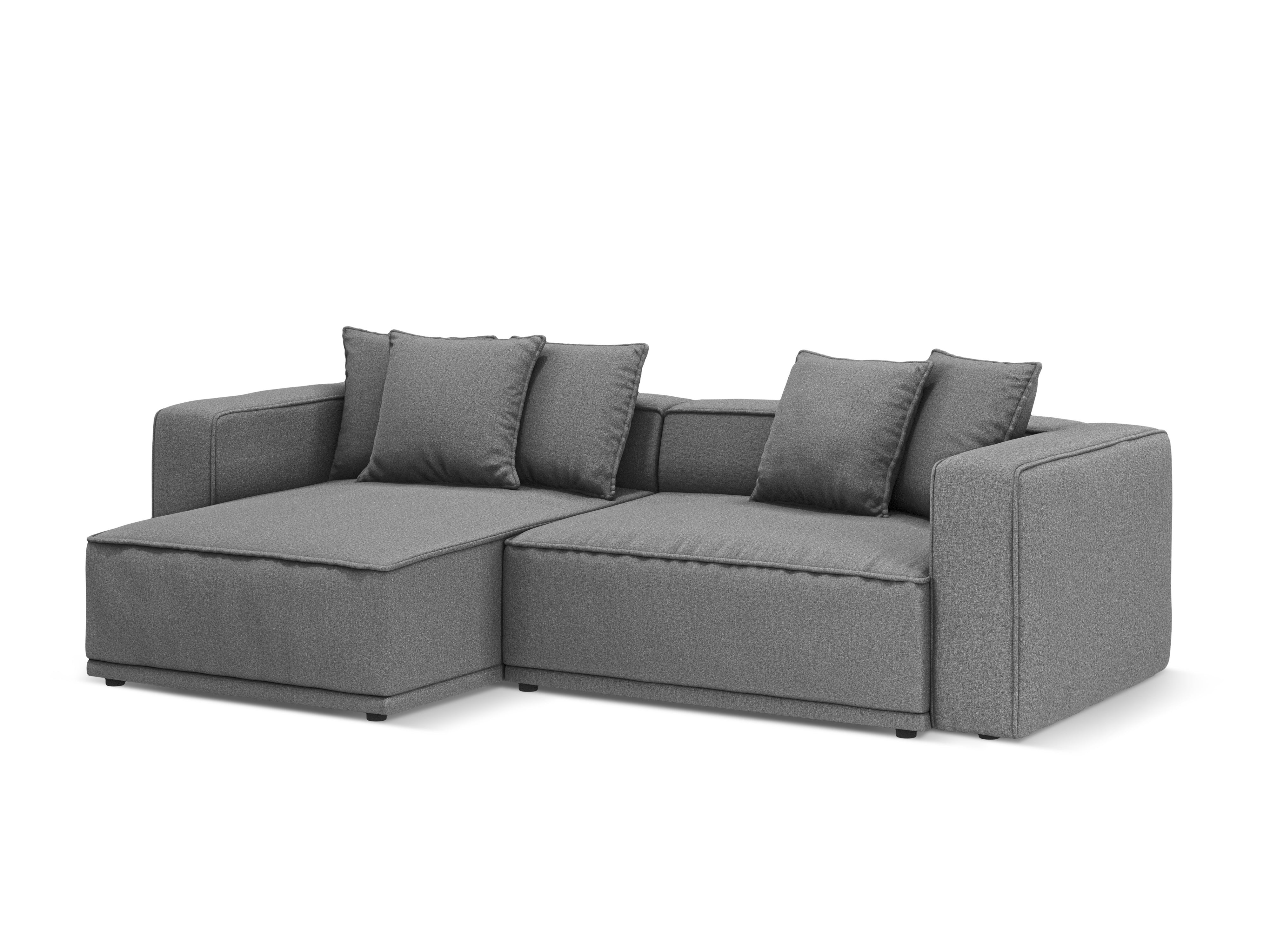 Links hoekkanaal met slaapfunctie RIBES grijs chenille