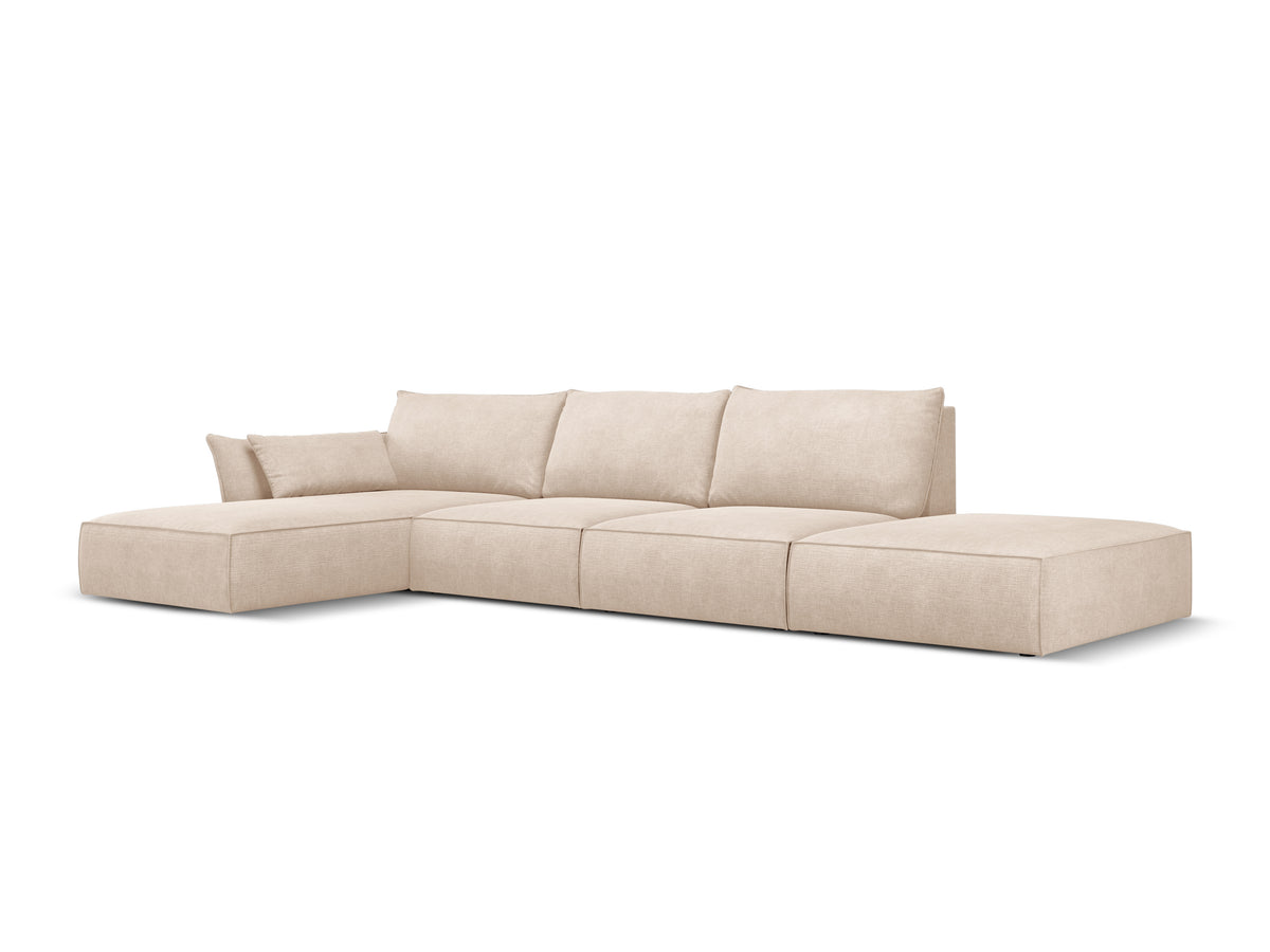 Hoekbank in chenille stof links open VANDA beige