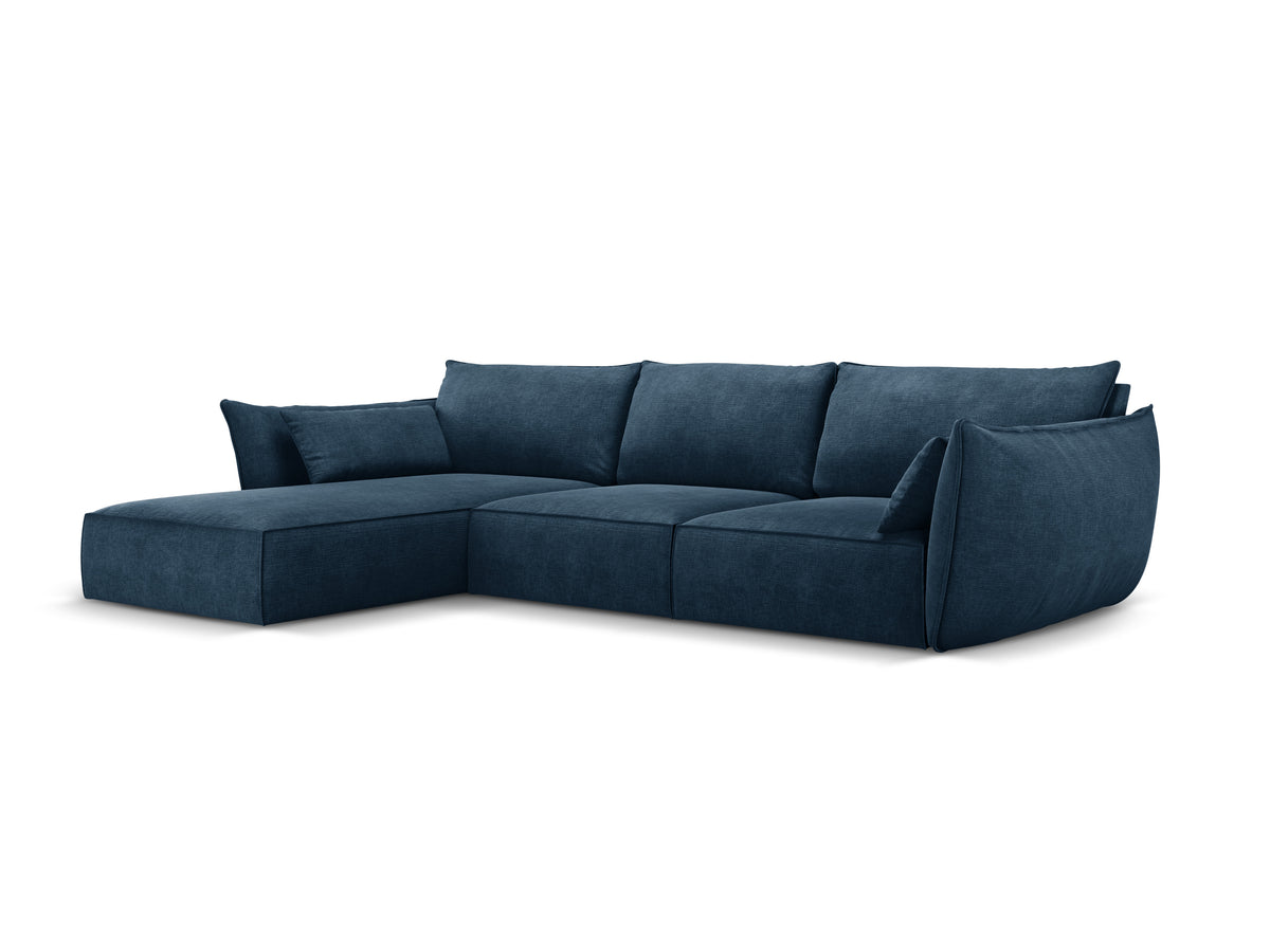 Hoekbank in chenille stof links 4-persoons VANDA koninklijk blauw