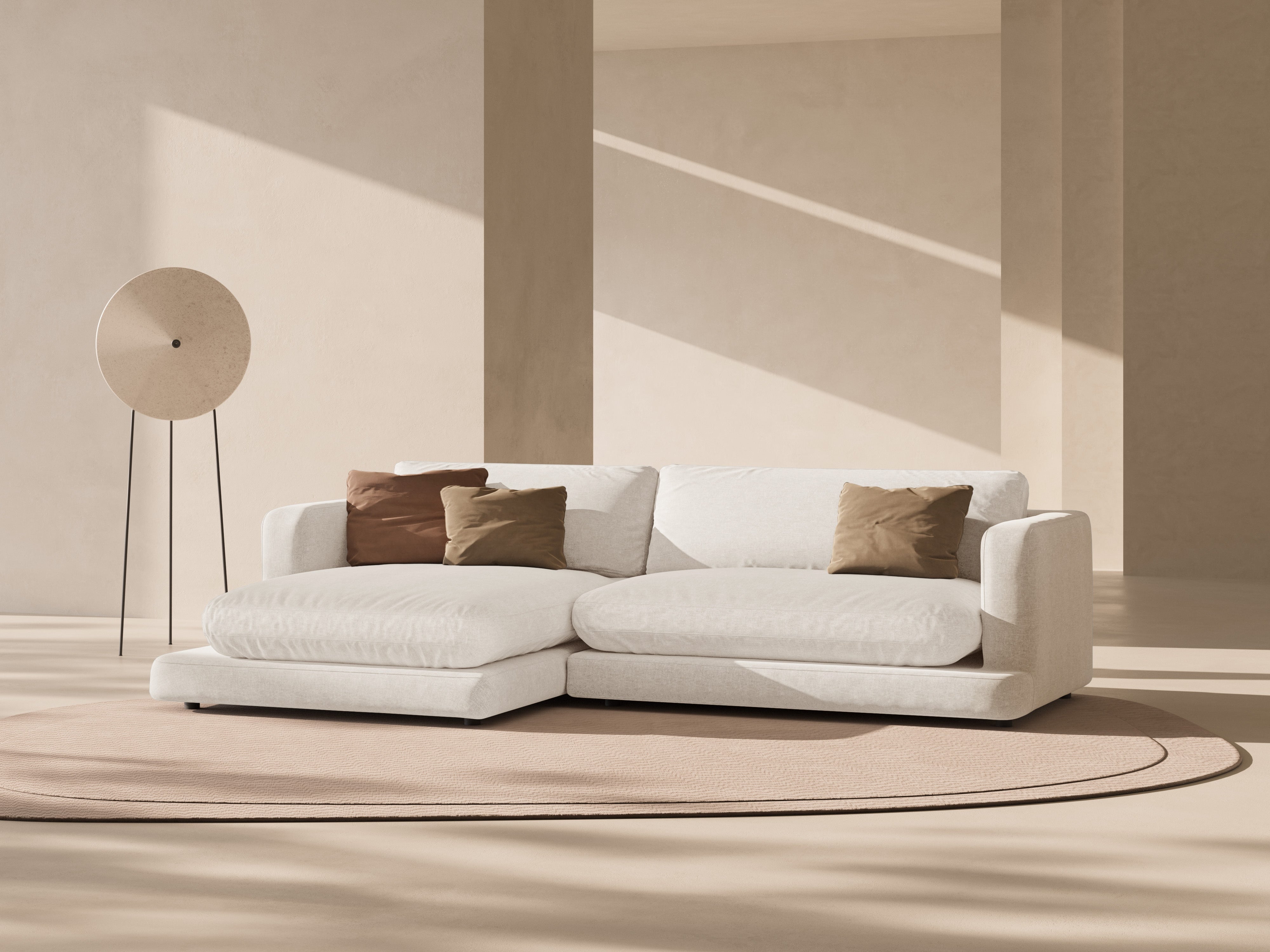 Linkerhoekbank DAPHNE gebroken wit chenille