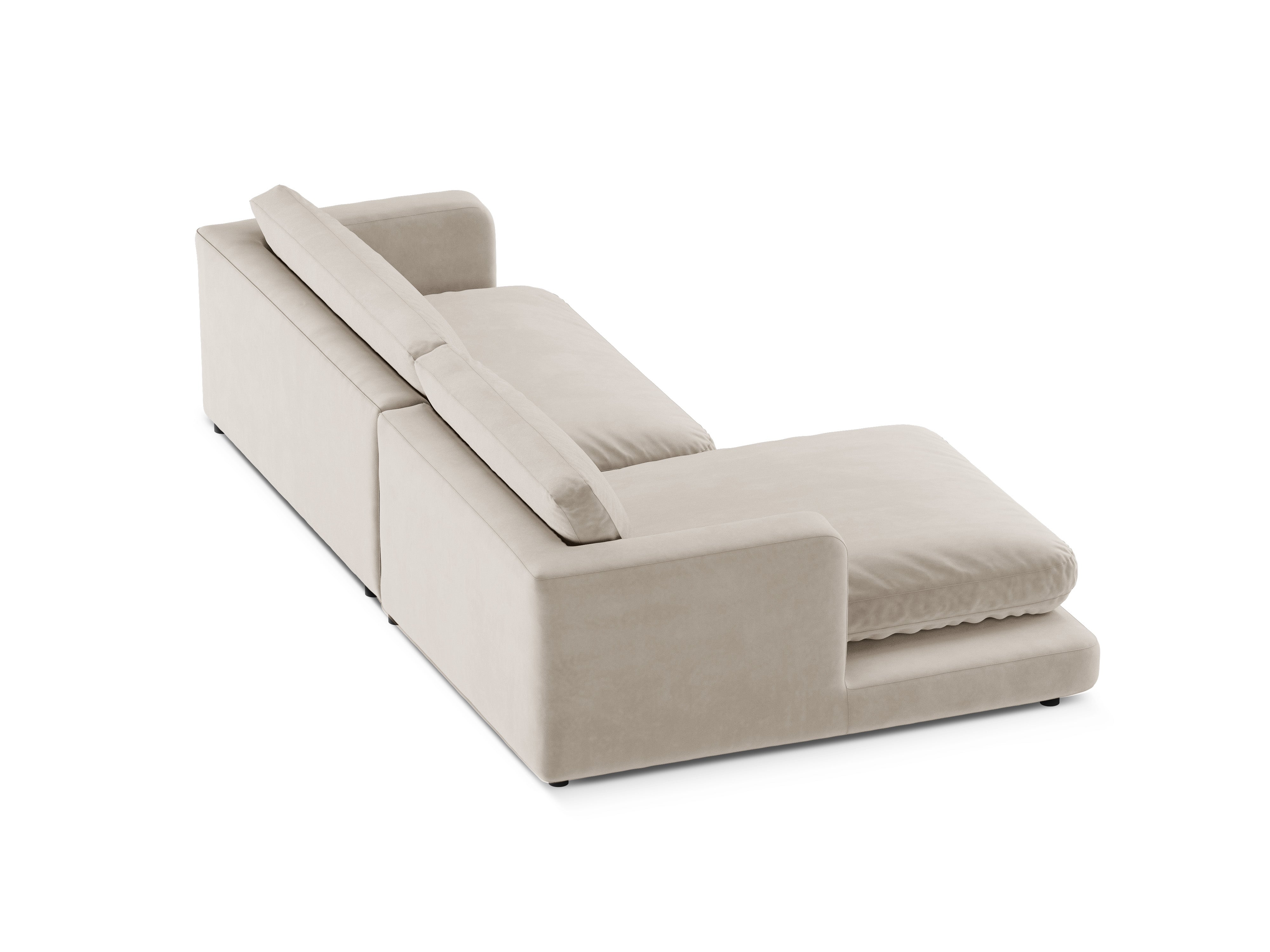 Fluwelen hoekbank links DAPHNE lichtbeige