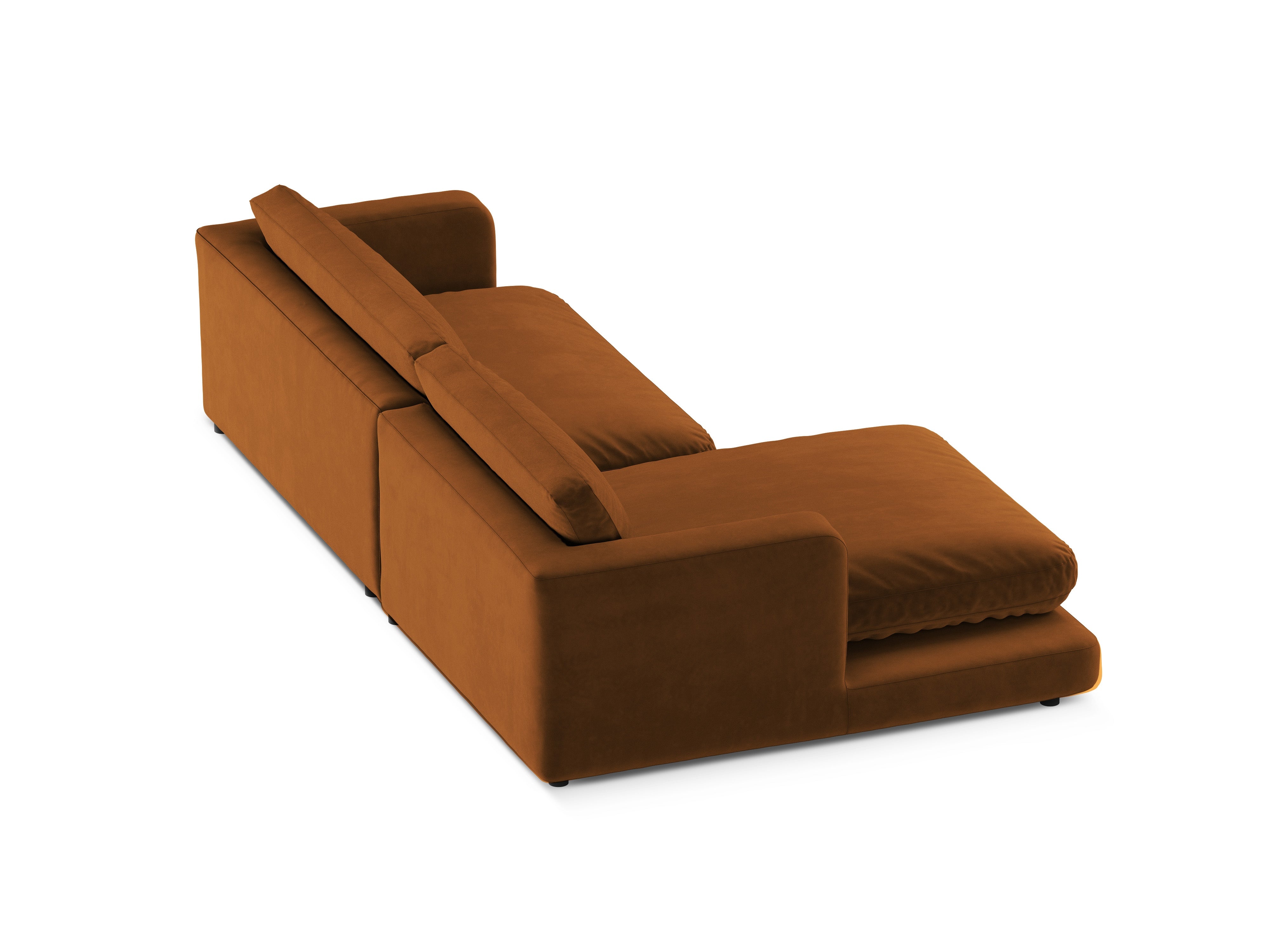 Fluwelen hoekbank links DAPHNE koperkleurig