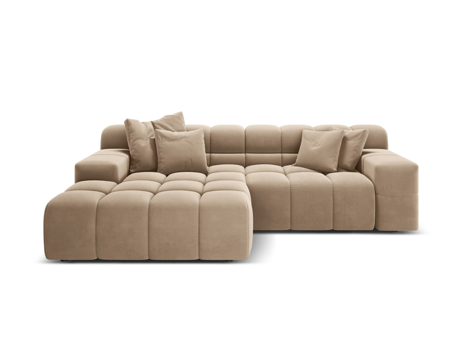 Left-facing 2-seater velvet corner sofa AGAVE beige