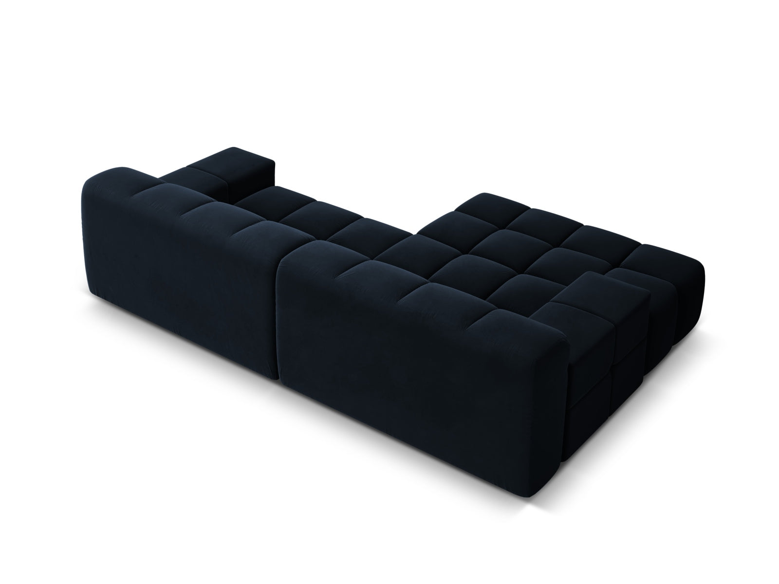 Left-facing 2-seater velvet corner sofa AGAVE navy blue