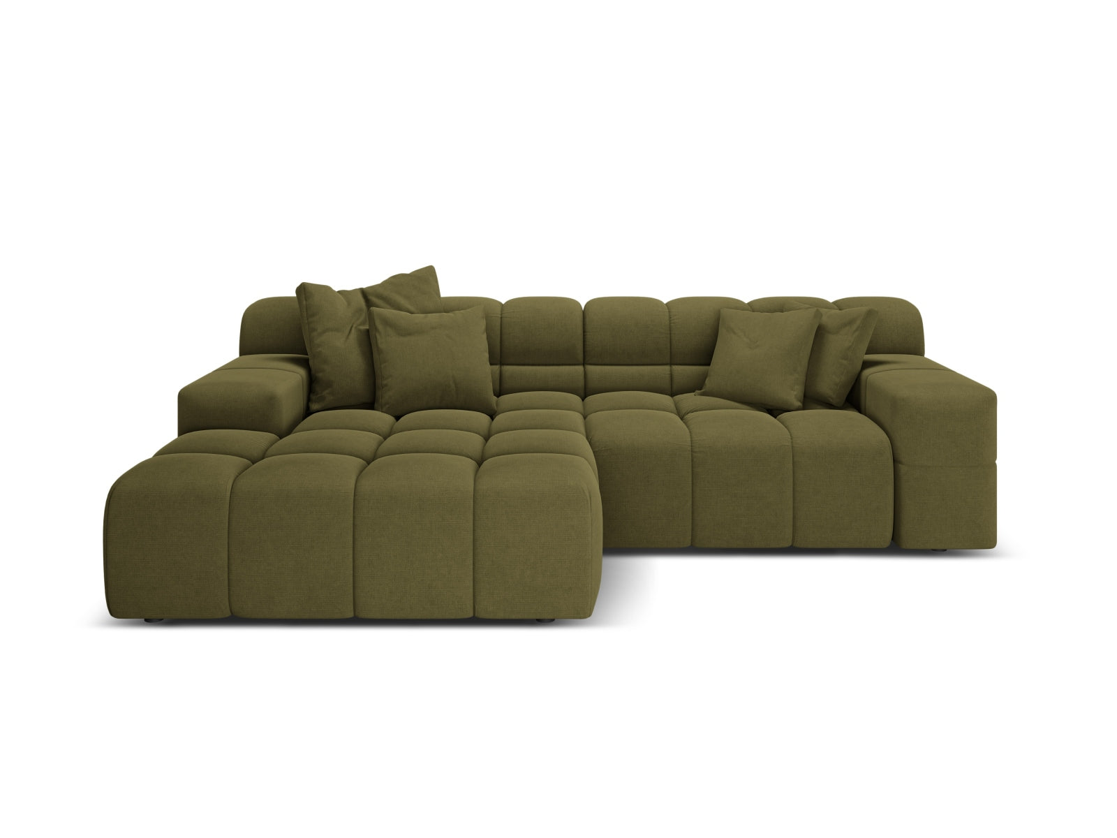 Left-facing 2-seater sofa AGAVE green chenille