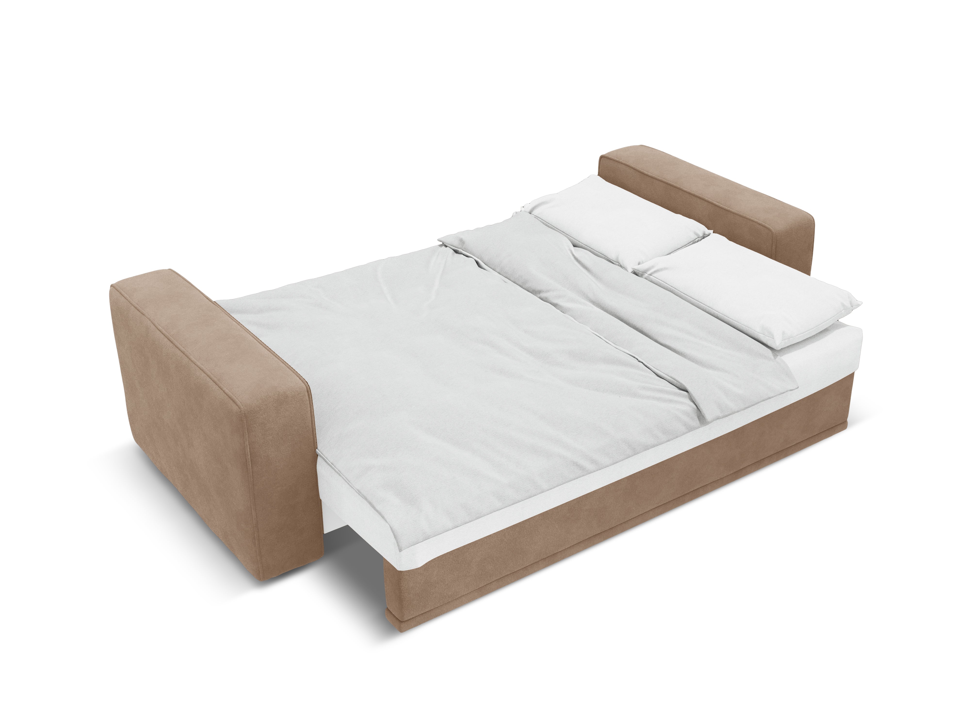 Samt-Ecksofa rechts mit Schlaffunktion RIBES dunkelbeige