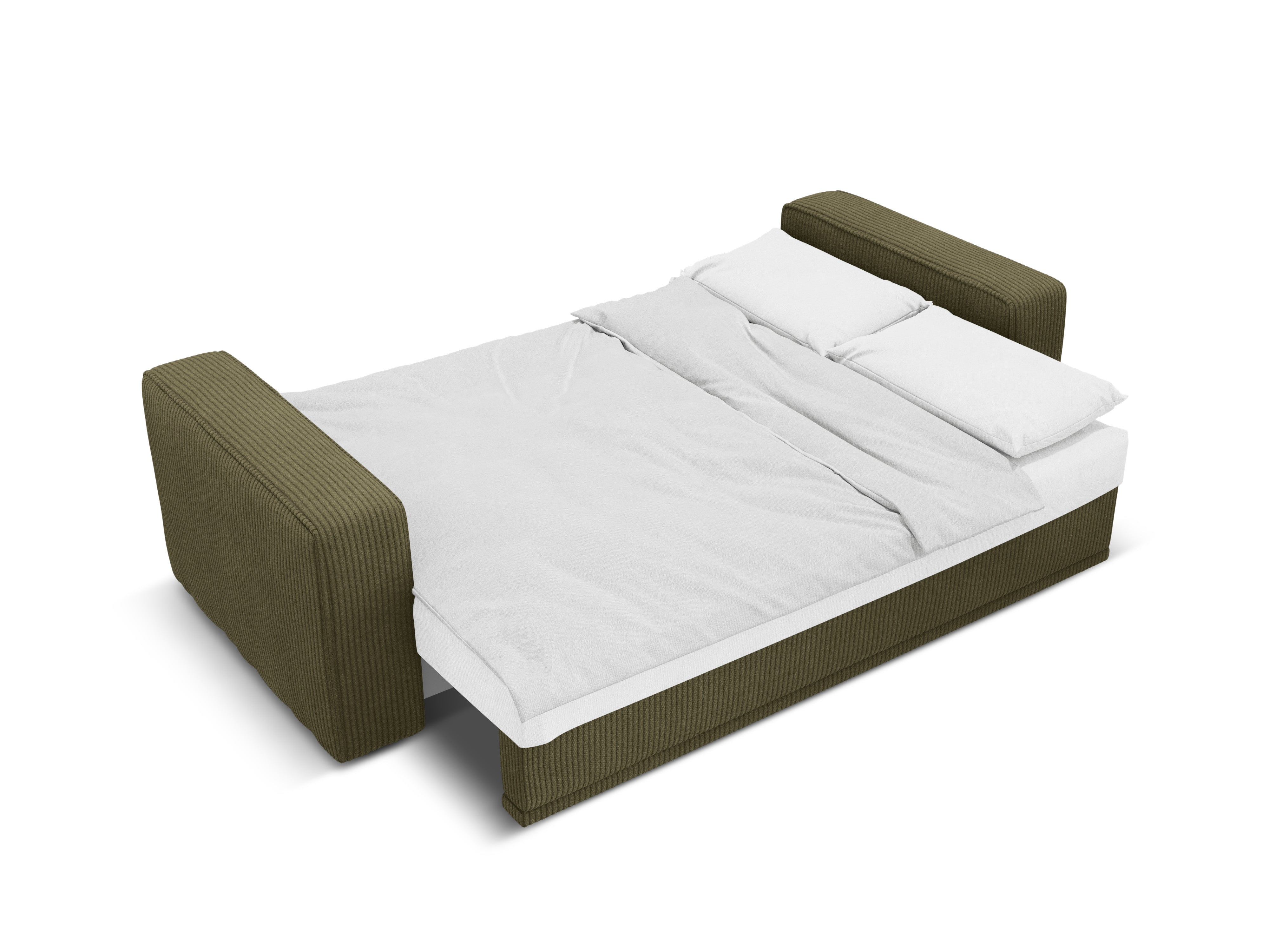 Rechthoekige bank met slaapfunctie RIBES groen corduroy