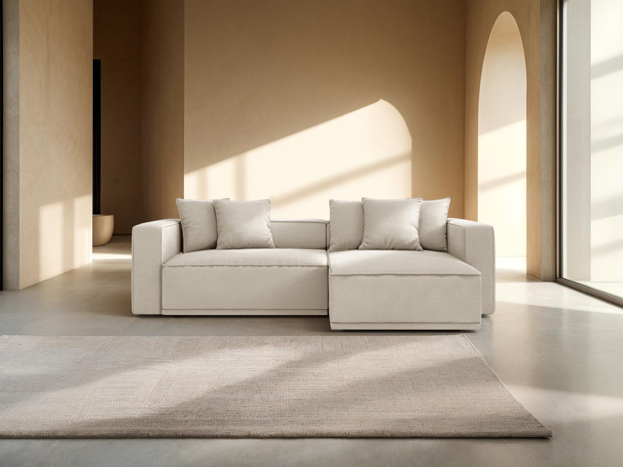 Rechtsseitige Schlafcouch RIBES beige Chenille