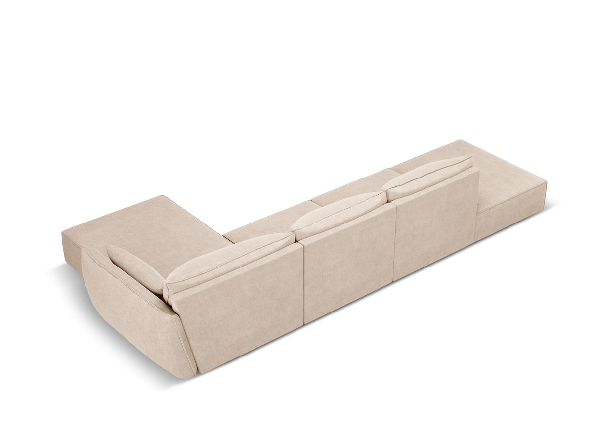 Beige open rechtse hoekbank in chenille stof VANDA