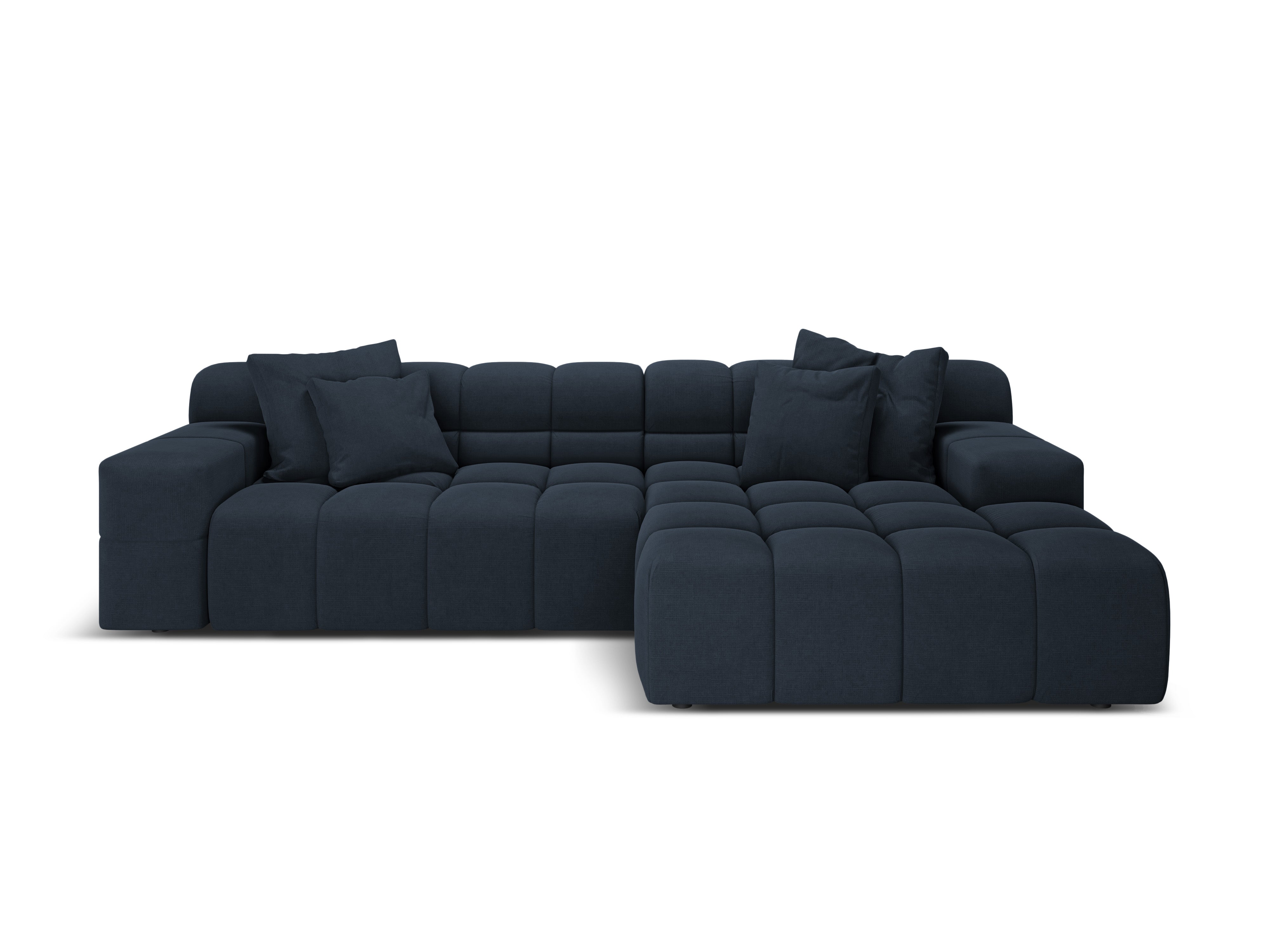 Right-facing 3-seater corner sofa AGAVE in navy chenille