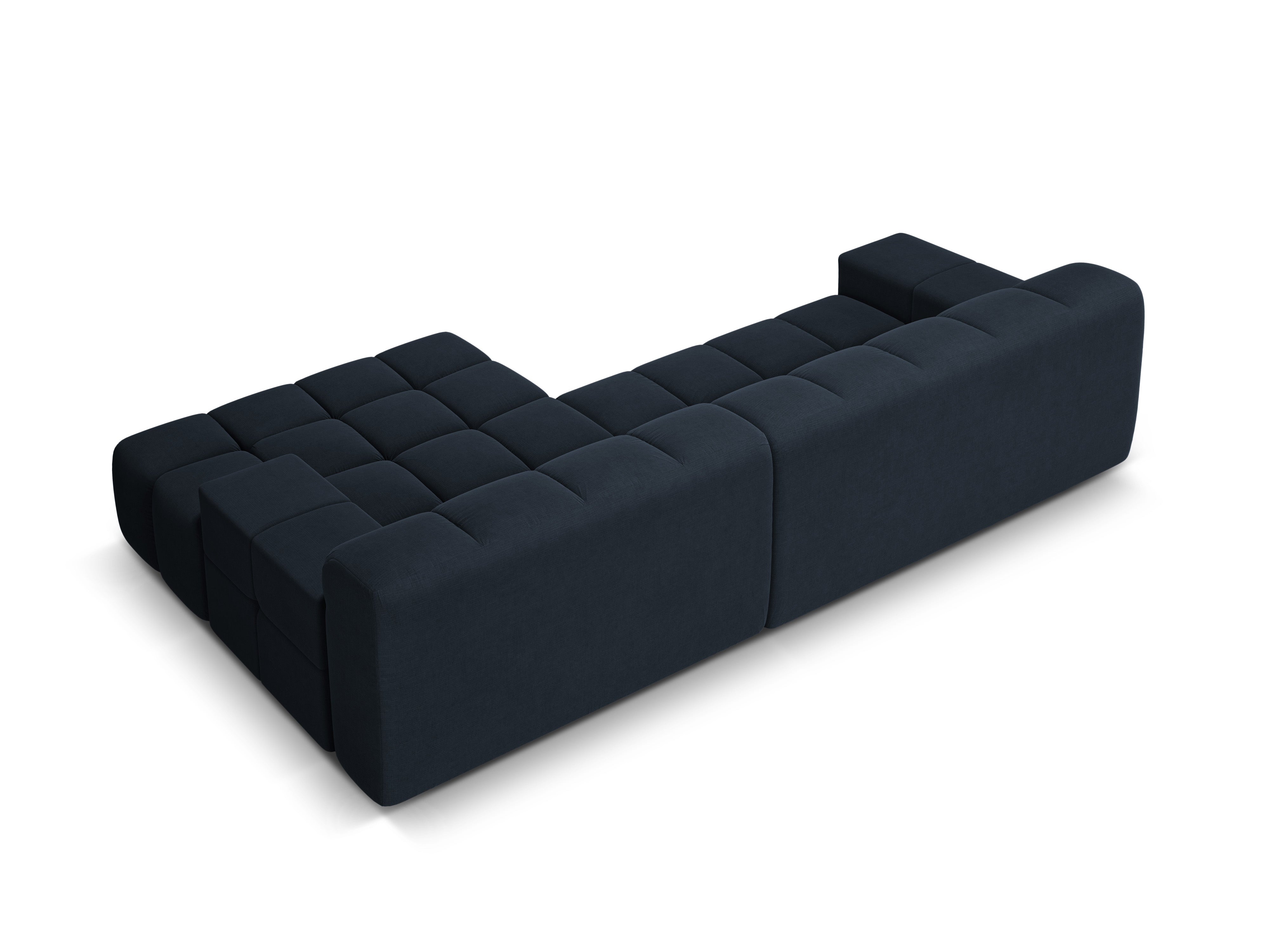 Right-facing 3-seater corner sofa AGAVE in navy chenille