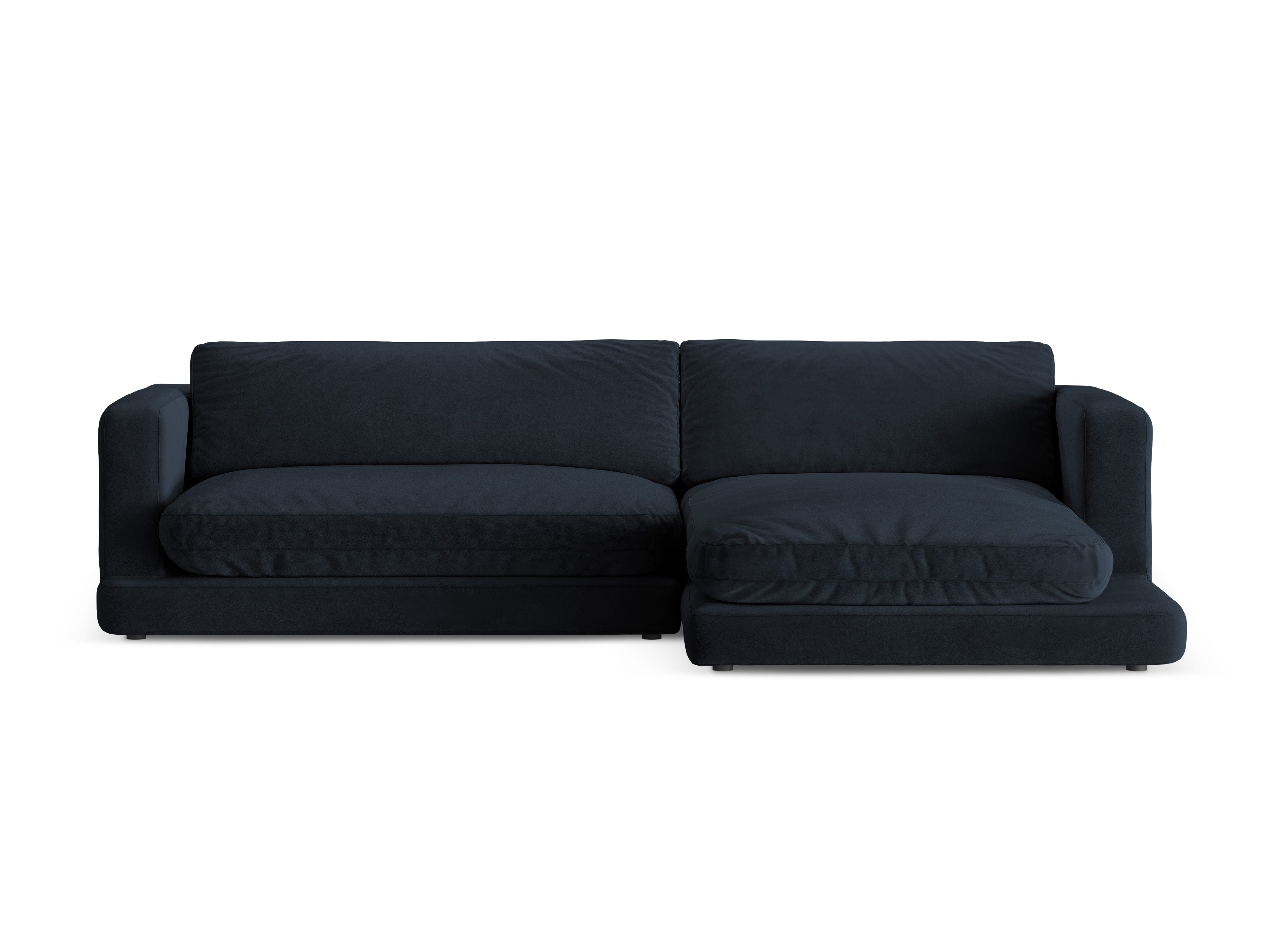 Samt-Ecksofa rechts DAPHNE marineblau