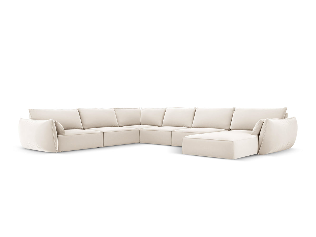 Panoramische fluwelen hoekbank links VANDA beige