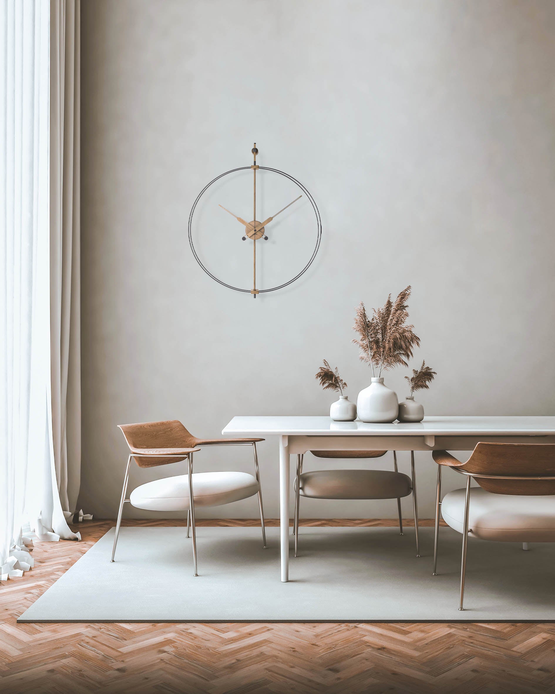 Muurklok MINI BARCELONA PREMIUM eikenhout met zwarte afwerking