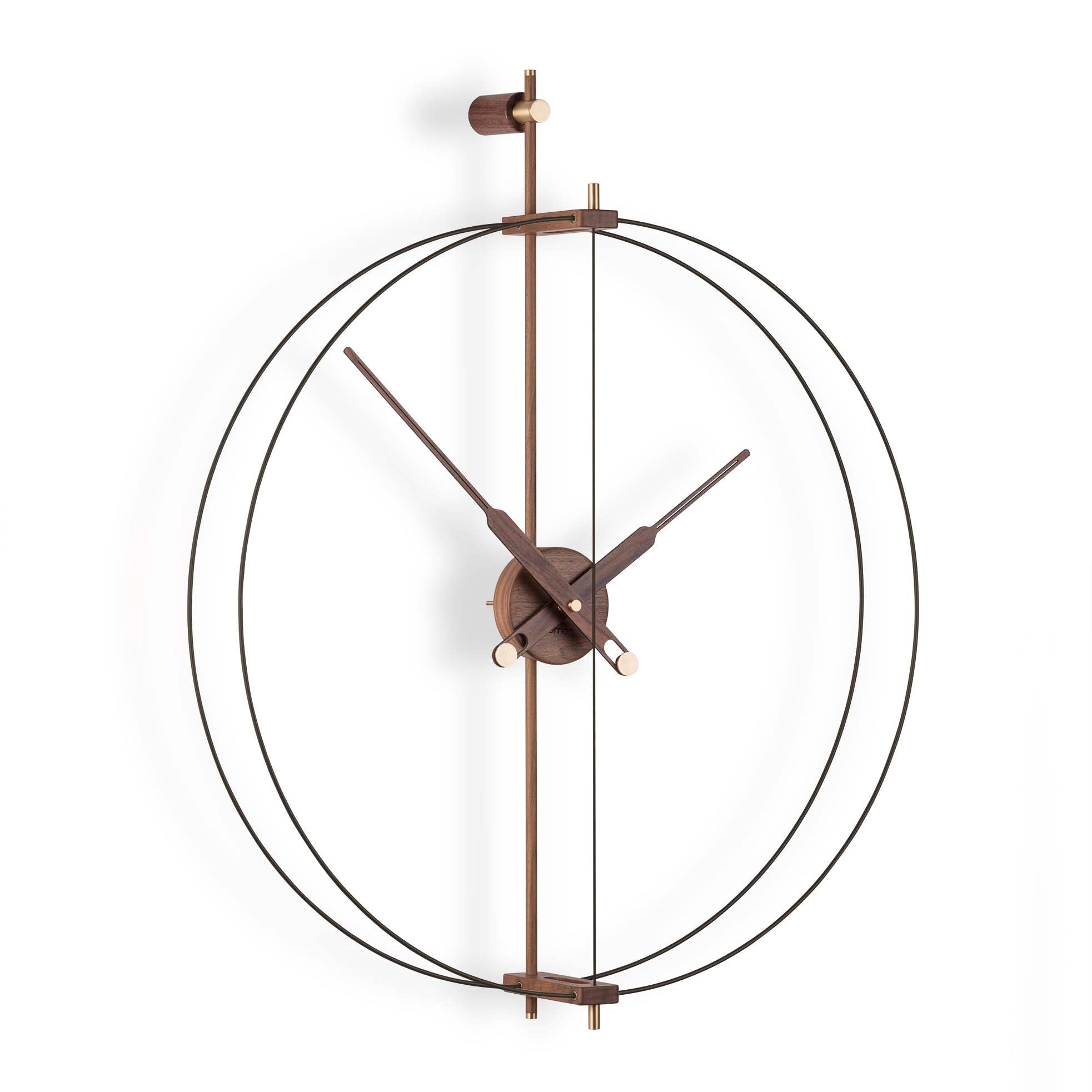 Muurklok MINI BARCELONA PREMIUM notenhout met zwarte afwerking