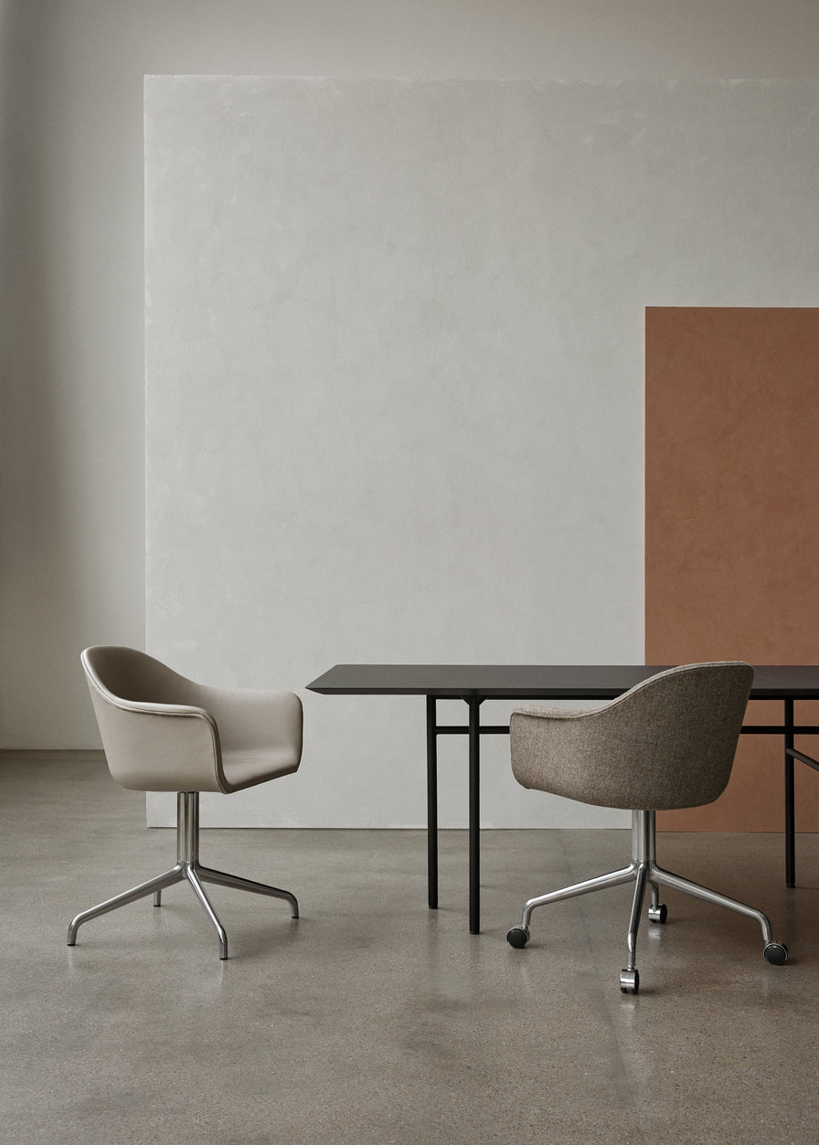 Bureau stoel HARBOUR grijs leer met zwarte basis