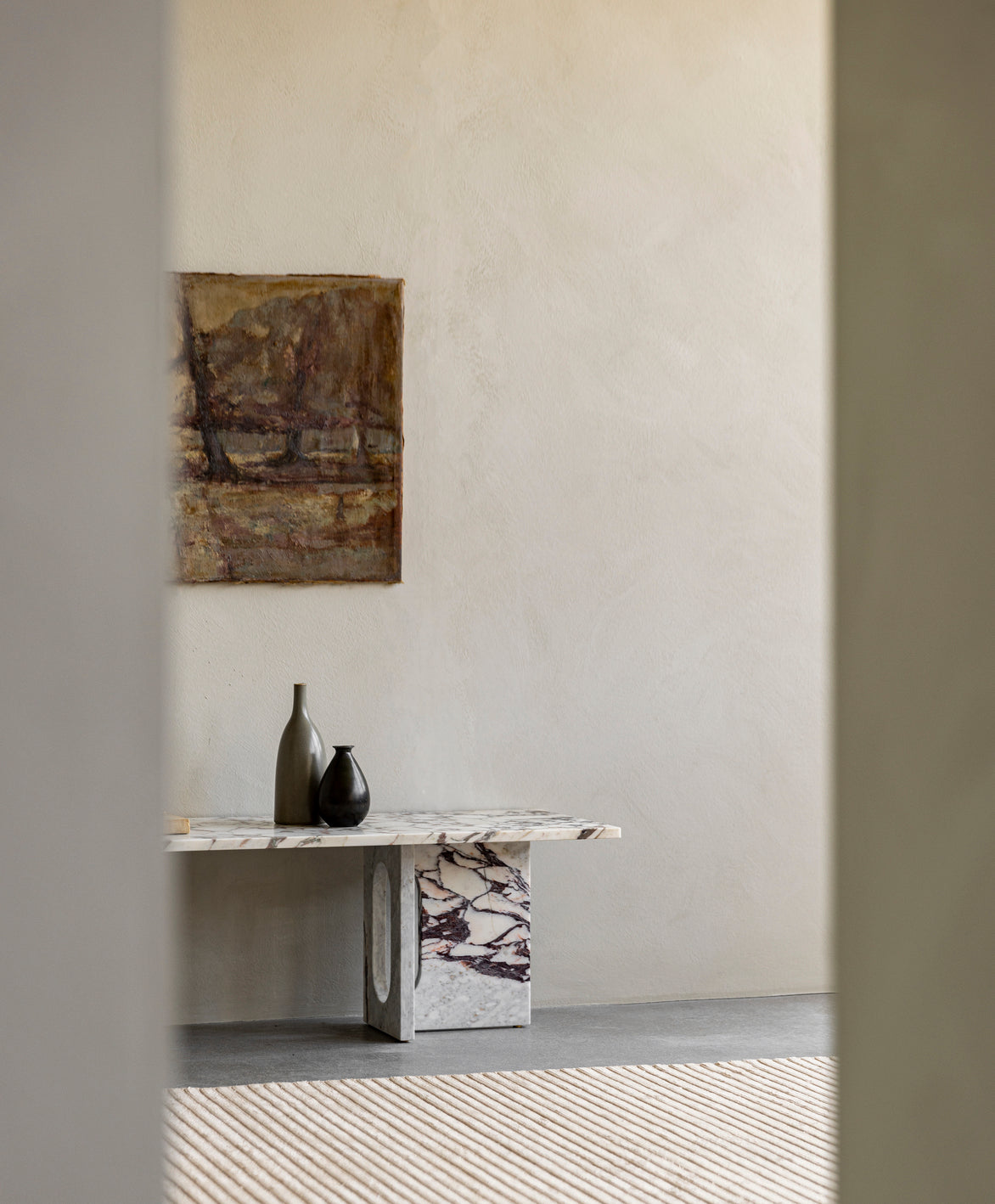 Koffietafel ANDROGYNE wit-bruin marmer