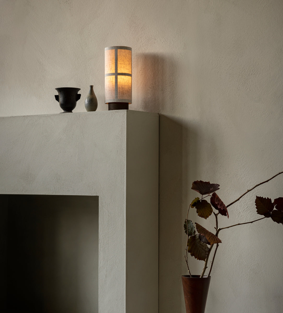 Portable lamp HASHIRA linen with ash base