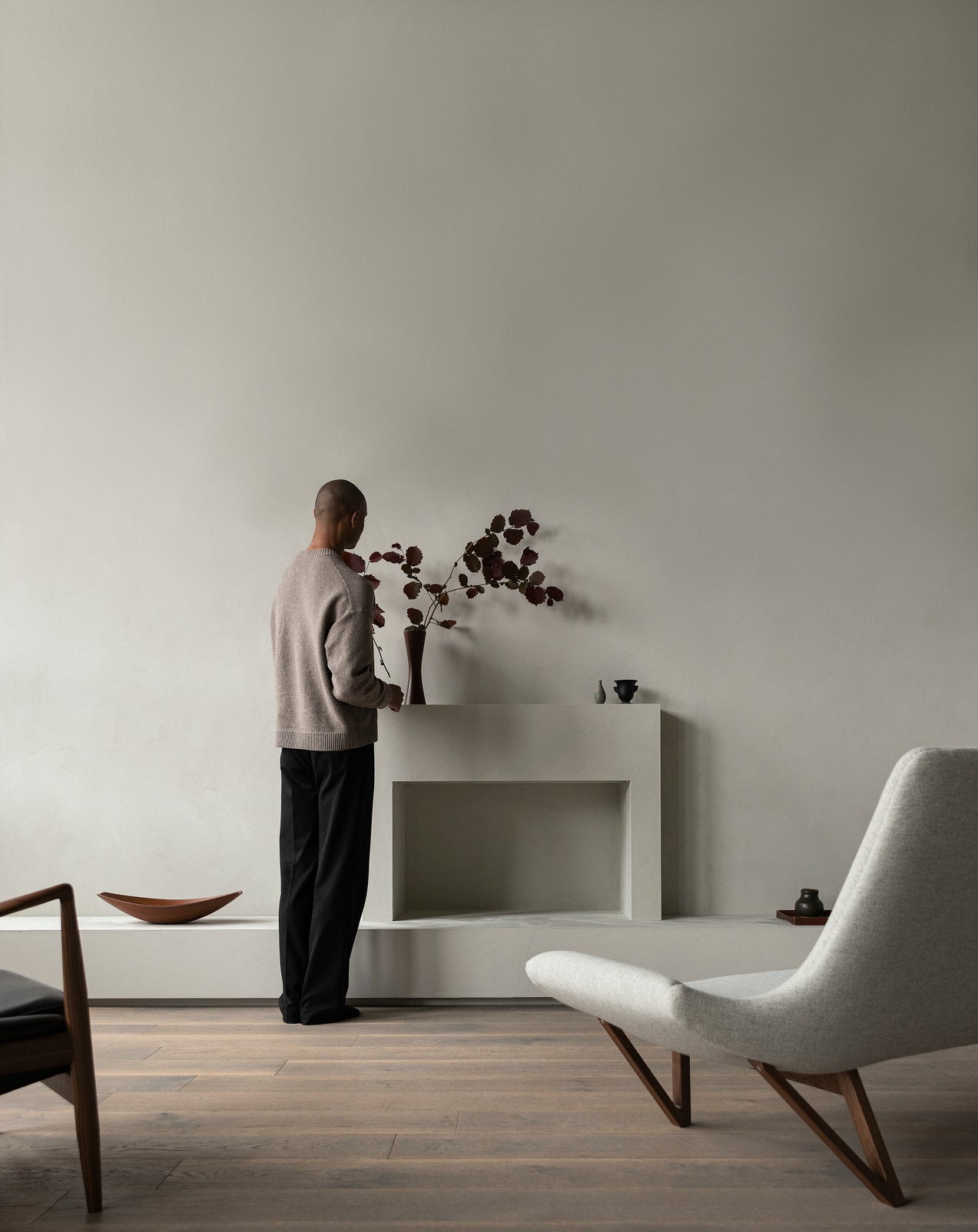 Sofa PAGODE creme mit Eichenbasis