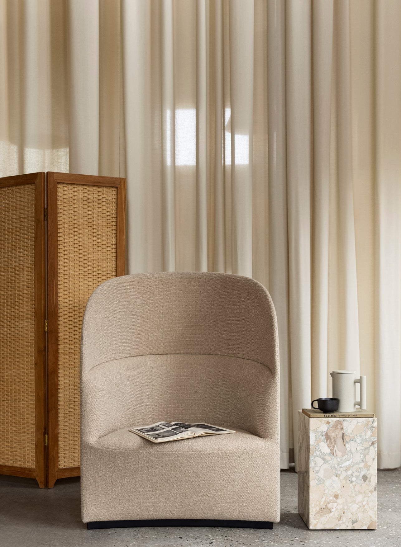 Sessel mit hohem Rücken TEAROOM senfgelb