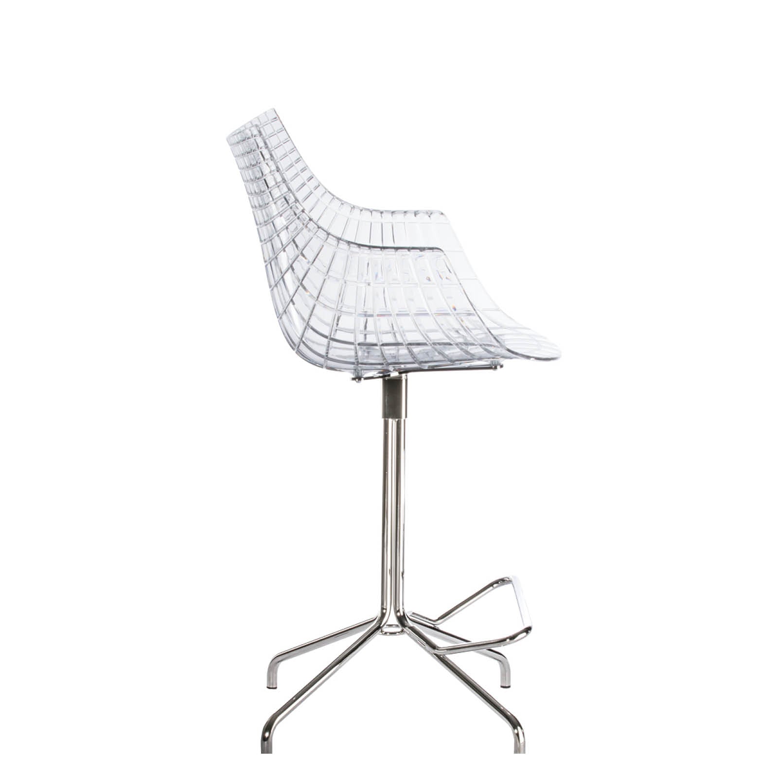 Hocker MERIDIANA transparant met verchroomde basis
