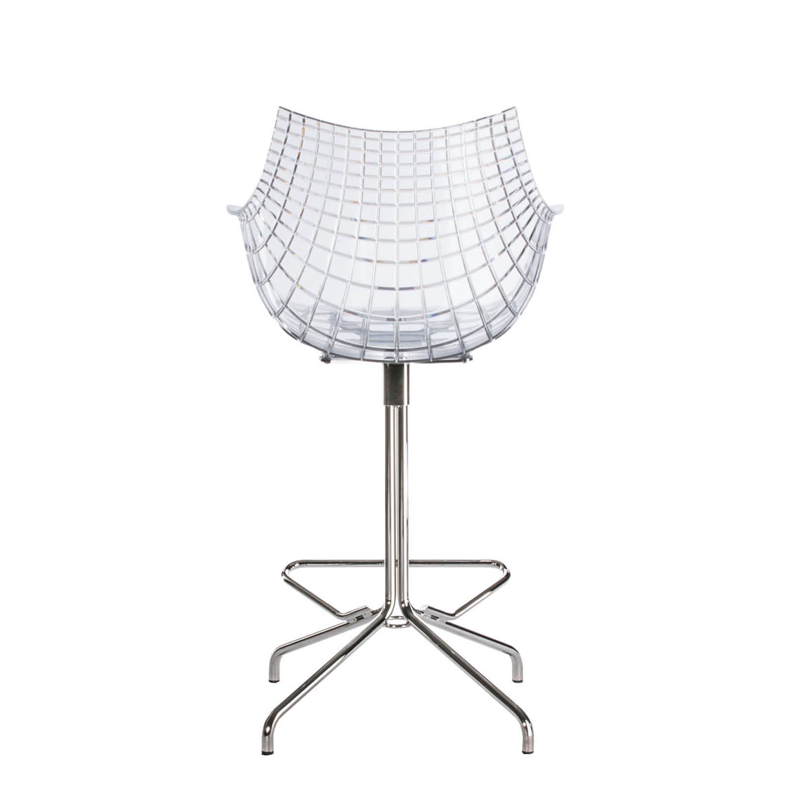 Hocker MERIDIANA transparant met verchroomde basis