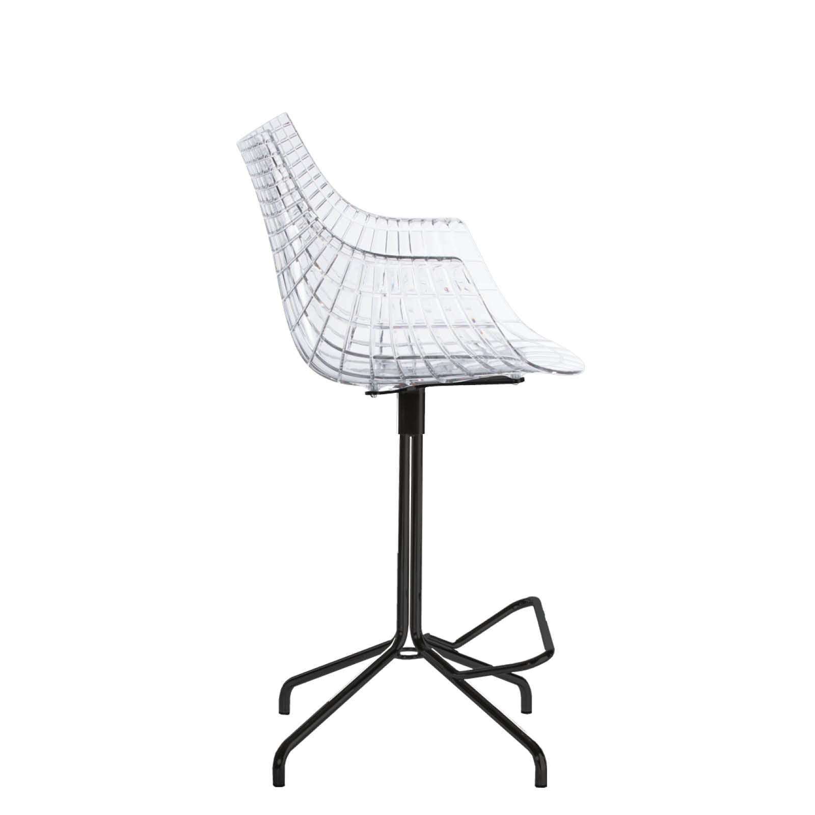 Transparente Meridiana -Hocker mit einer schwarzen Basis