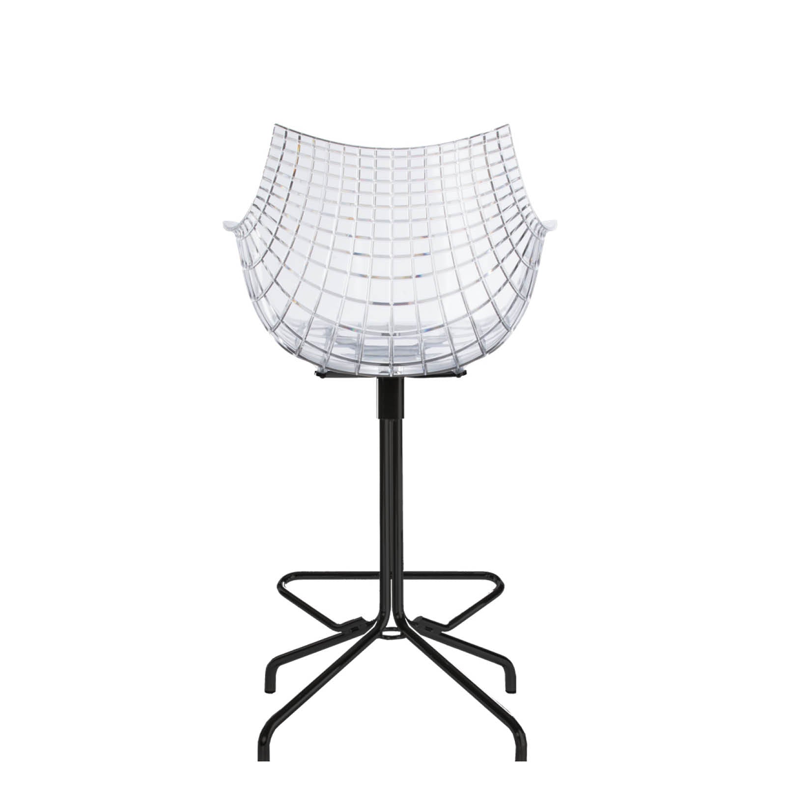 Transparente Meridiana -Hocker mit einer schwarzen Basis