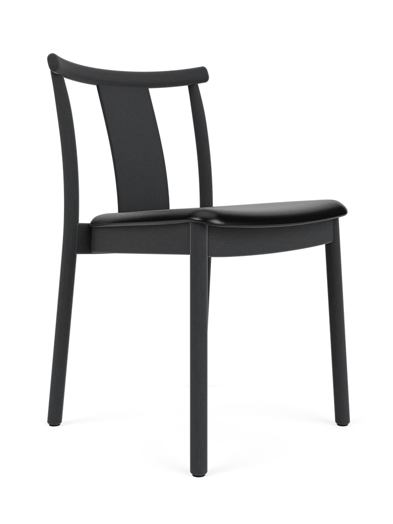 MERKUR chair black oak wood with black leather seat