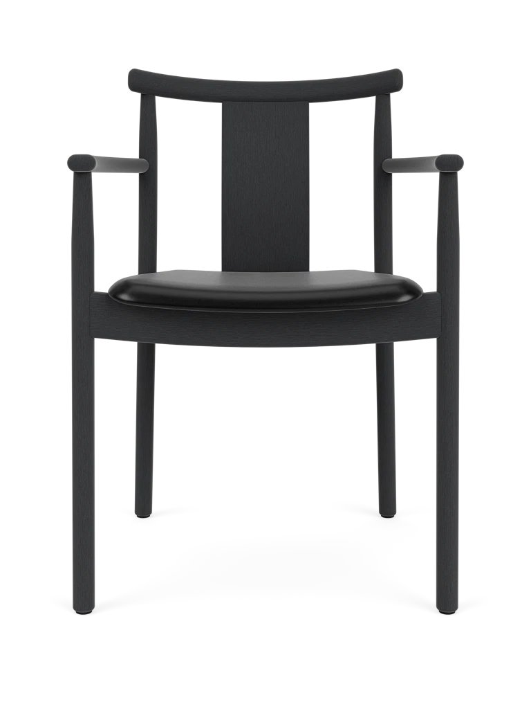 MERKUR chair black oak wood with black leather seat