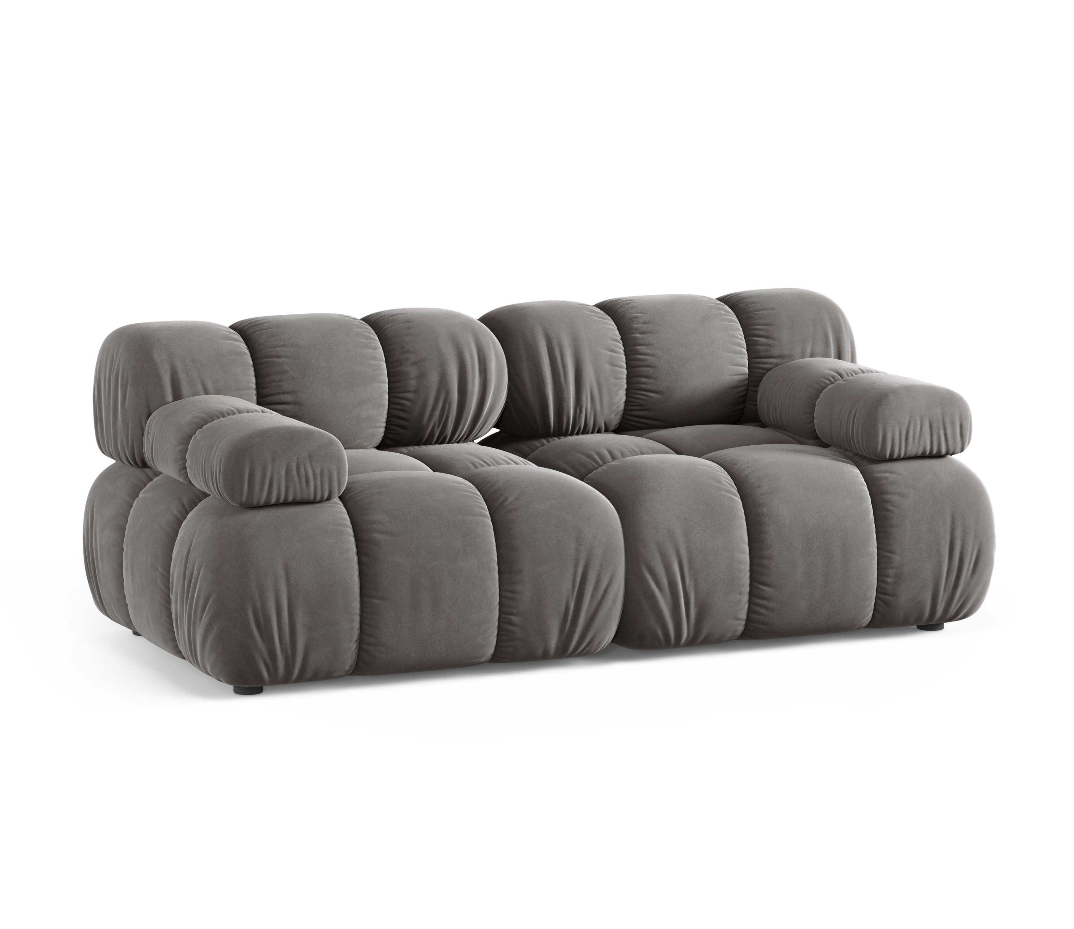 Modulaire fluwelen 2-zitsbank BELLIS grijs