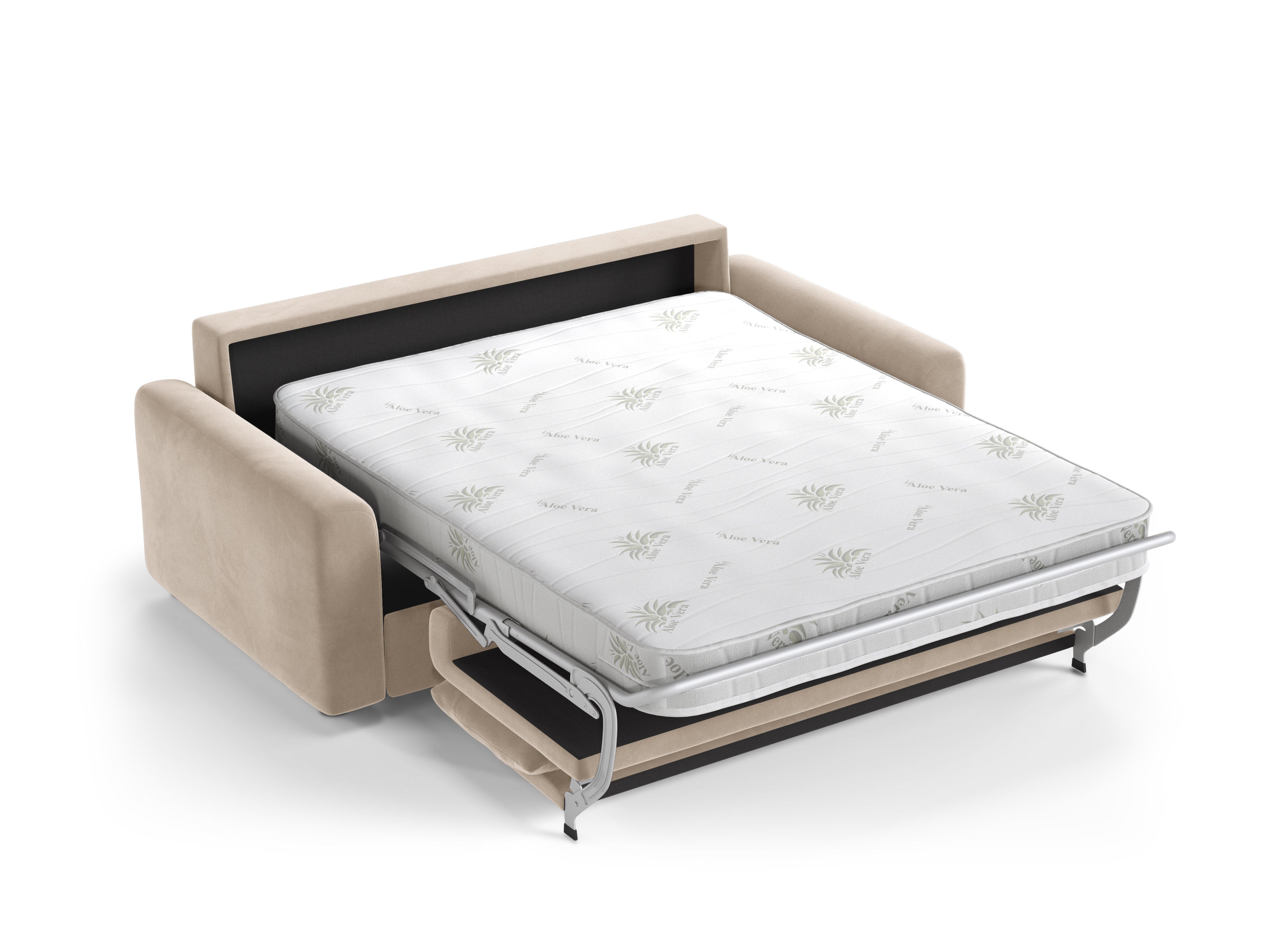 Beige 3-zits fluwelen sofa met slaapfunctie DAVID