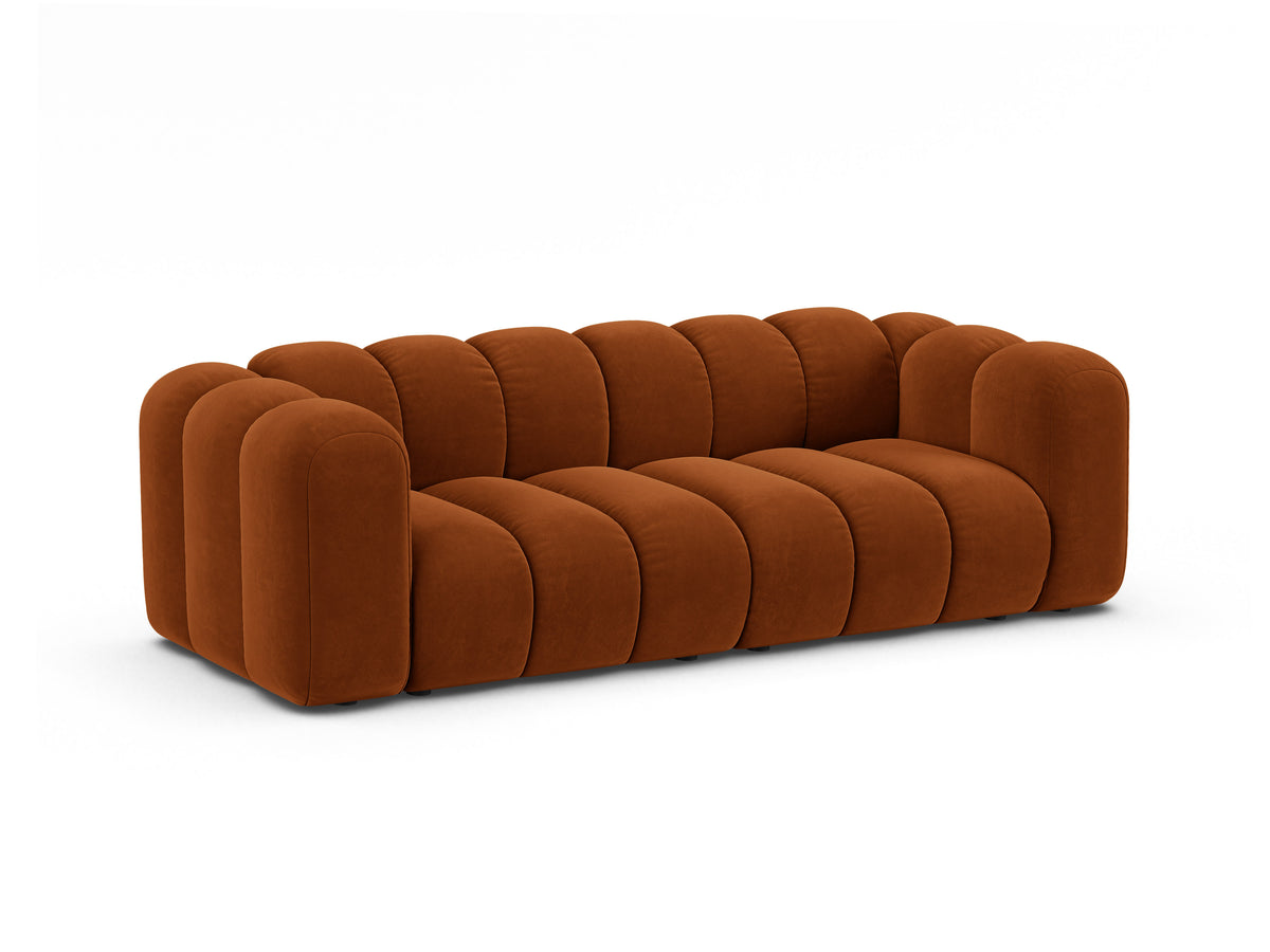 Sofa aksamitna 3-osobowa LUPINE ceglany – Micadoni