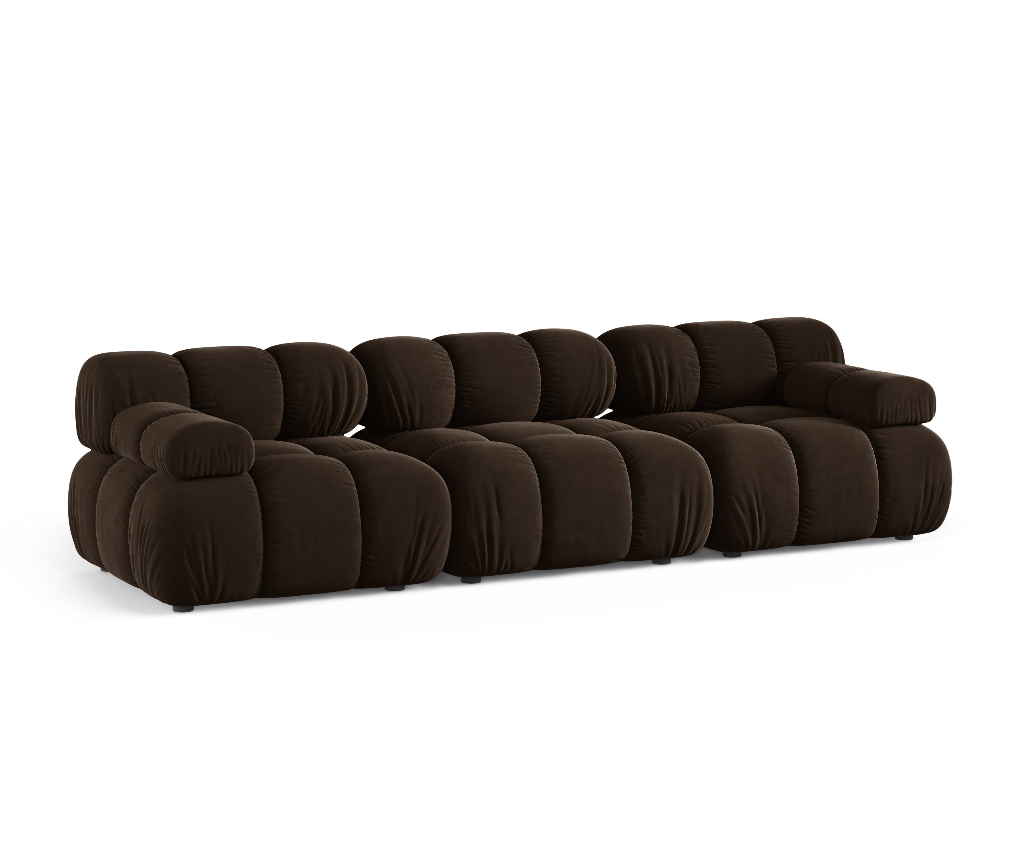 Modulaire 3-zits fluwelen bank BELLIS in chocoladebruin