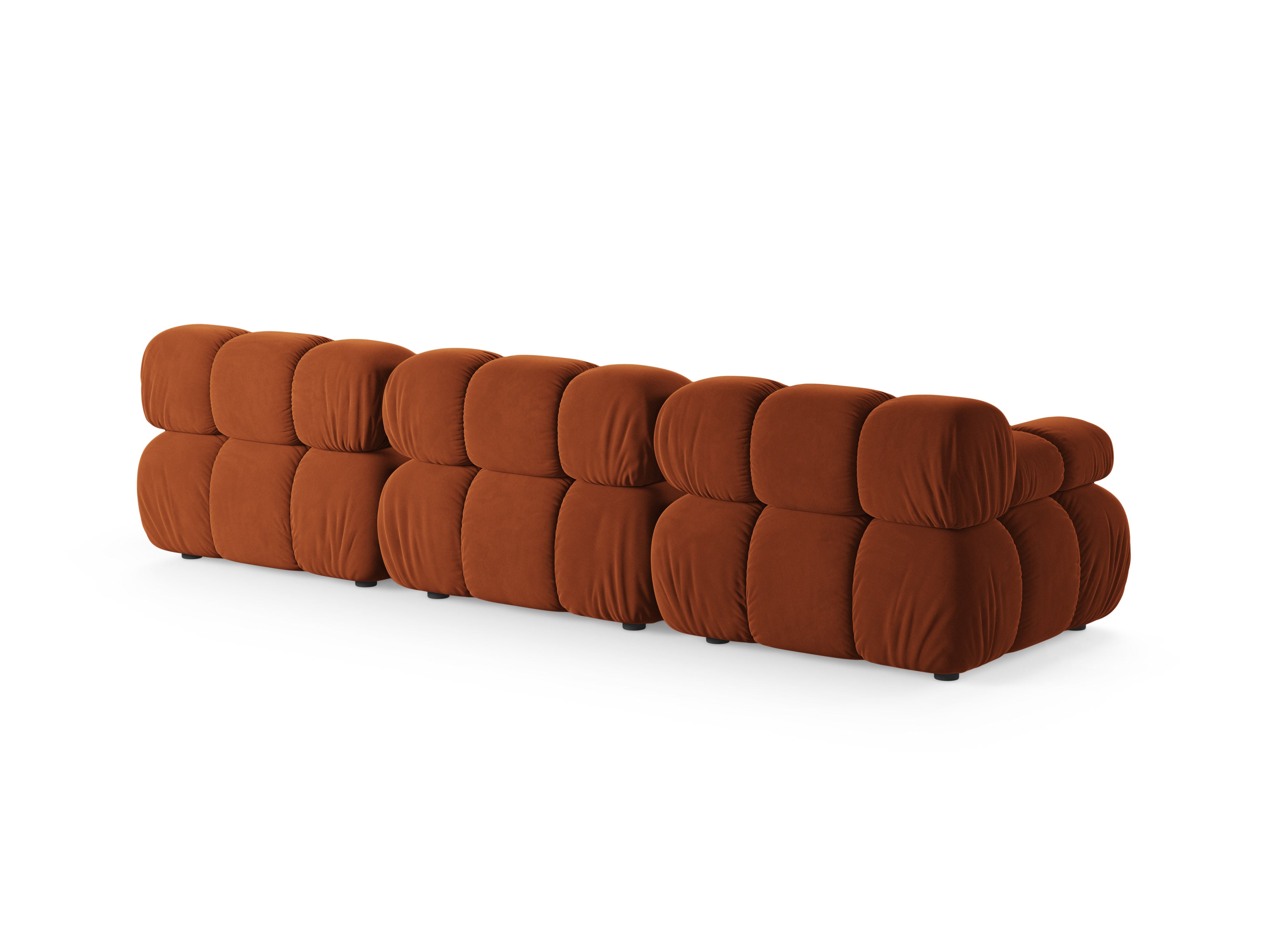 Modulaire 3-zits fluwelen bank BELLIS in baksteenrood