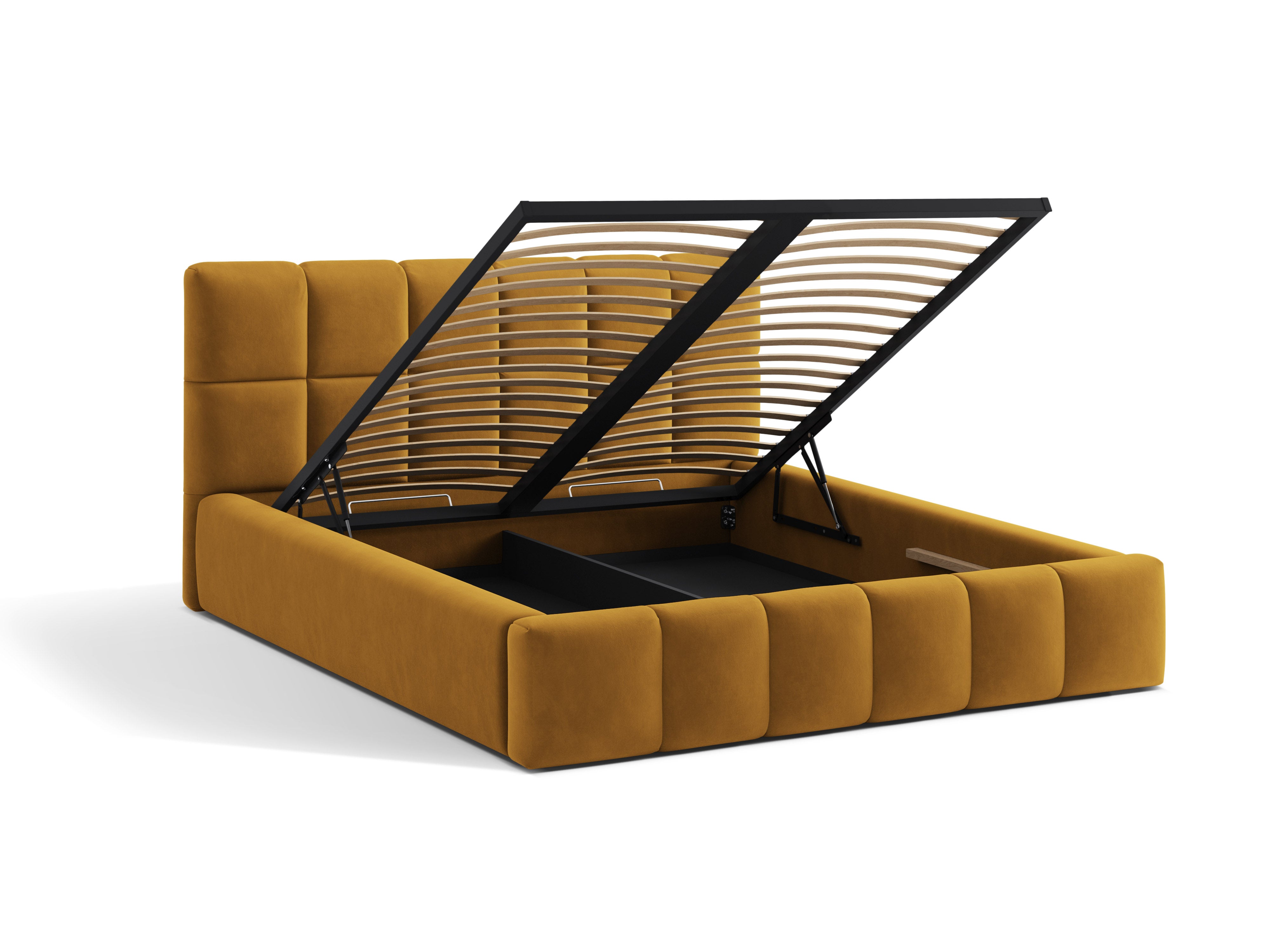 Velvet bed with storage BELLIS mustard