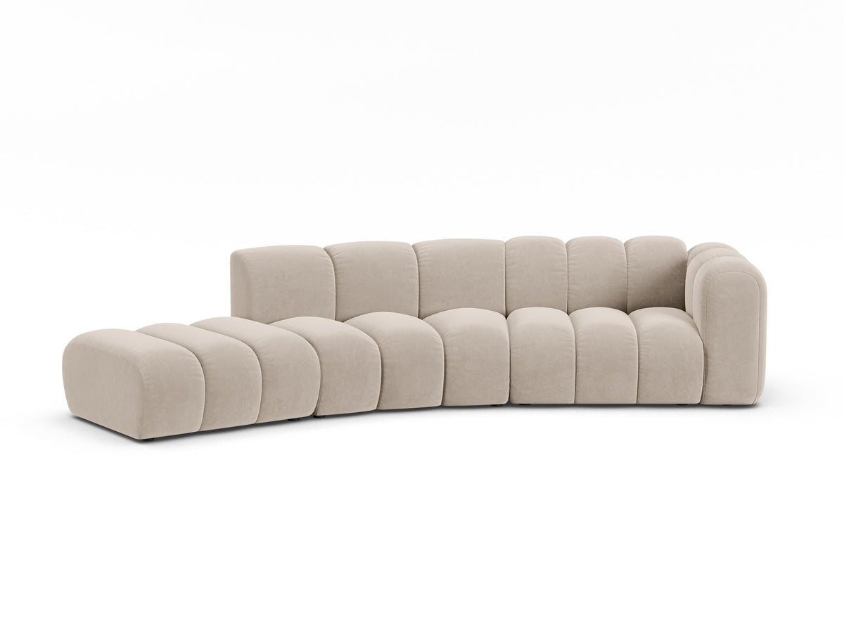 Sofa aksamitna 5-osobowa lewostronna LUPINE beżowy – Micadoni