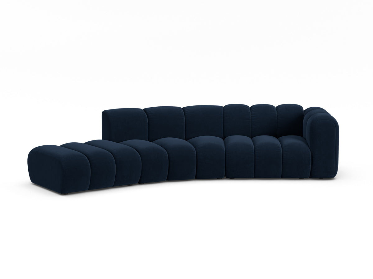 Sofa aksamitna 5-osobowa lewostronna LUPINE granatowy – Micadoni